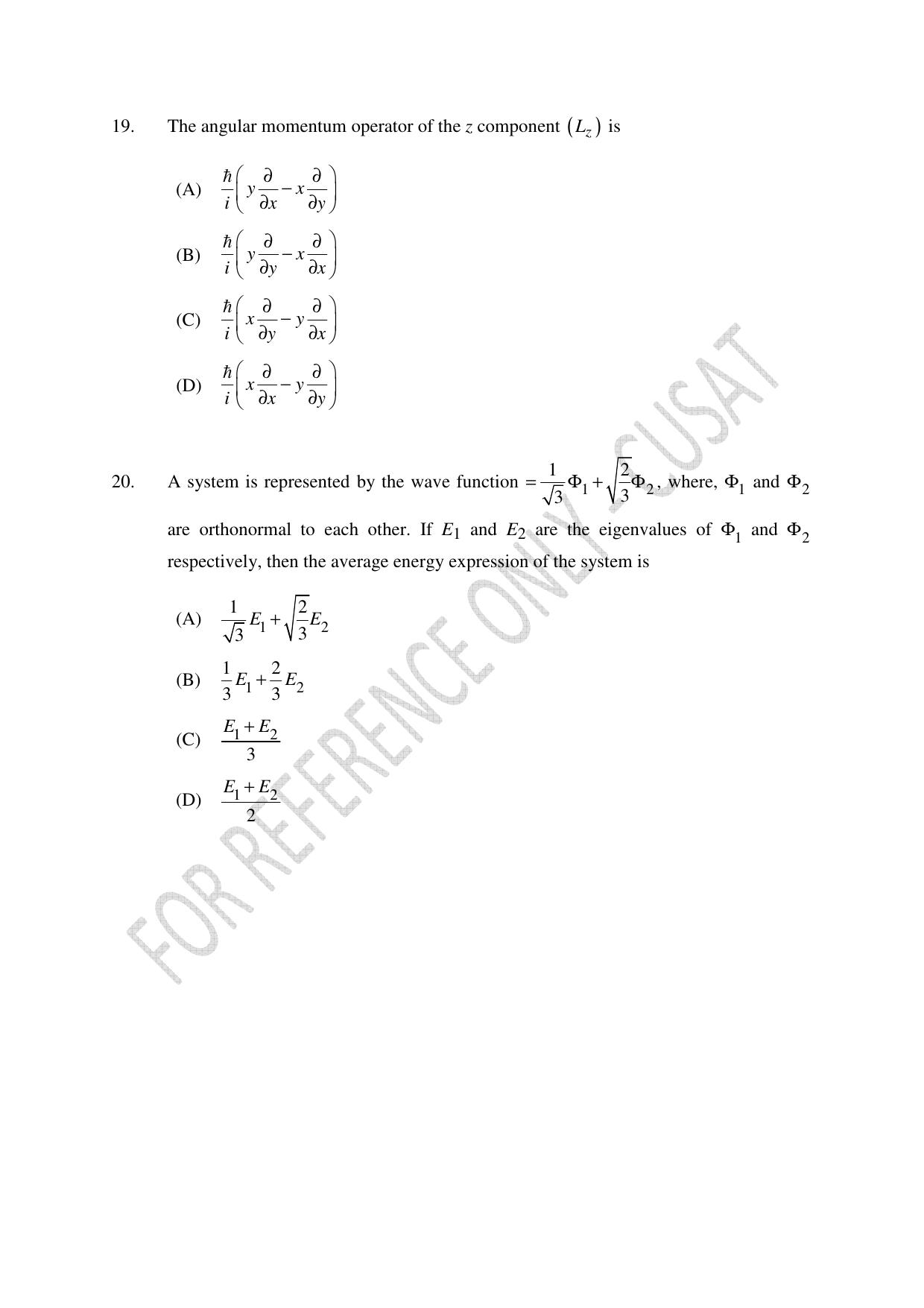 CUSAT CAT 2023 CHEMISTRY PG Question Paper - Page 5
