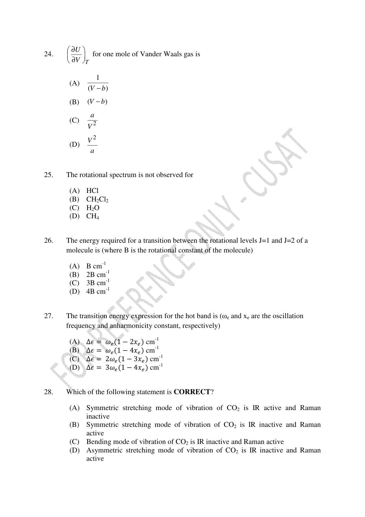 CUSAT CAT 2023 CHEMISTRY PG Question Paper - Page 7