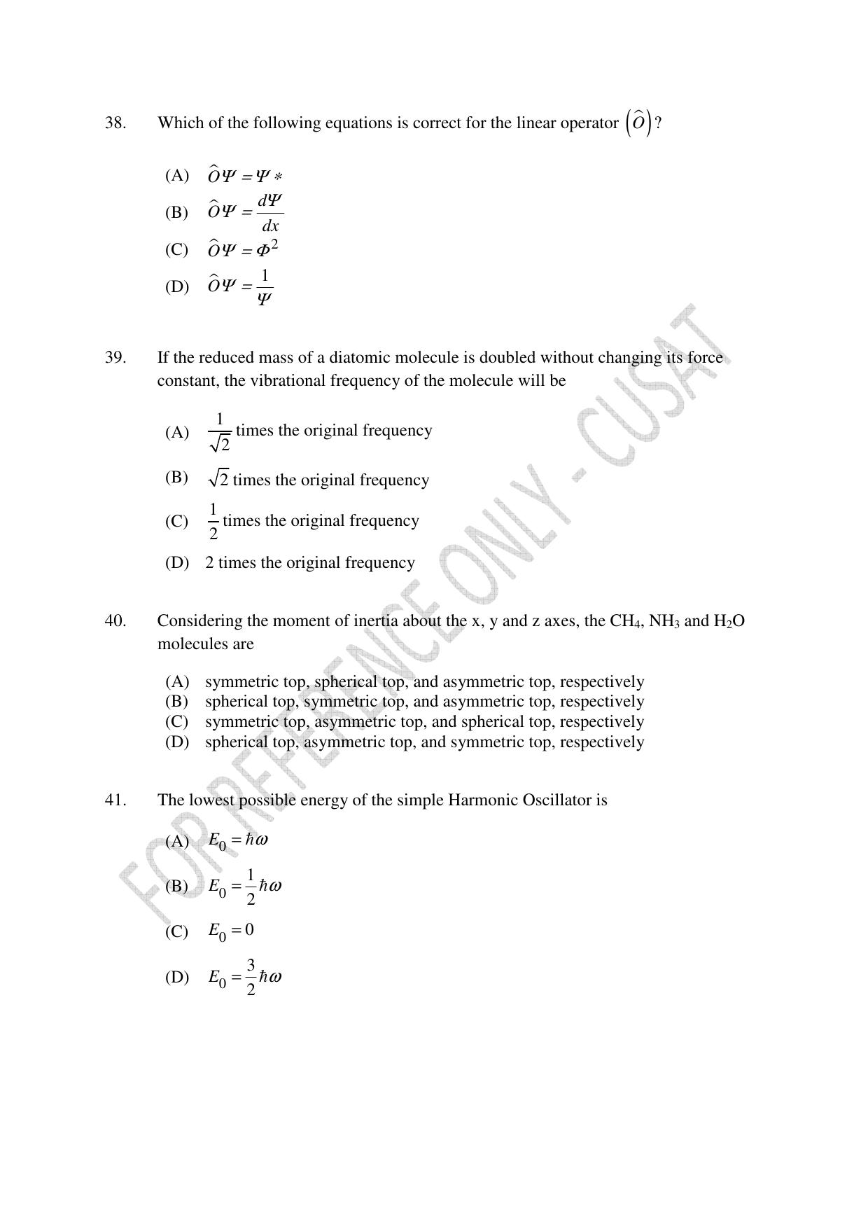 CUSAT CAT 2023 CHEMISTRY PG Question Paper - Page 10