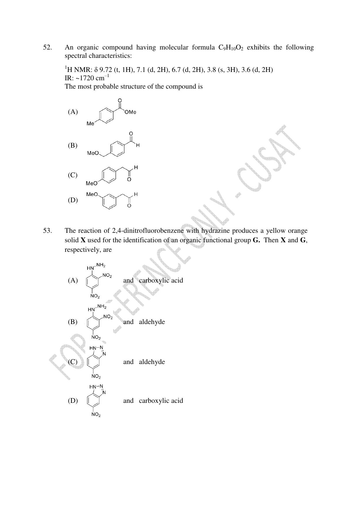 CUSAT CAT 2023 CHEMISTRY PG Question Paper - Page 13