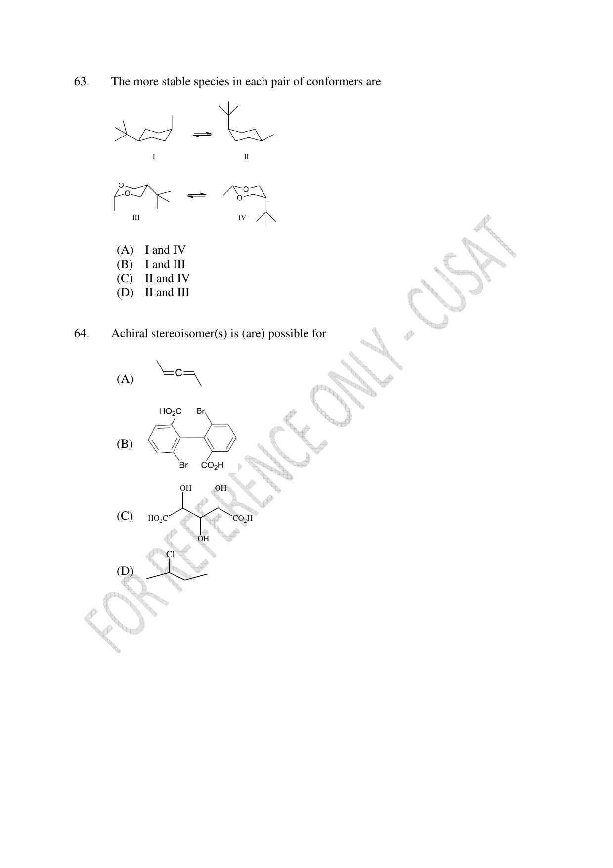 CUSAT CAT 2023 CHEMISTRY PG Question Paper - Page 17