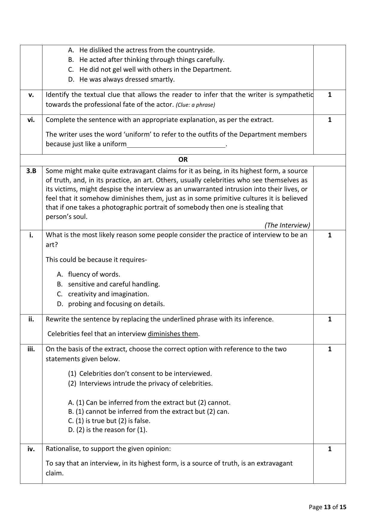 CBSE Class 12 English Core Sample Paper 2023 - Page 13
