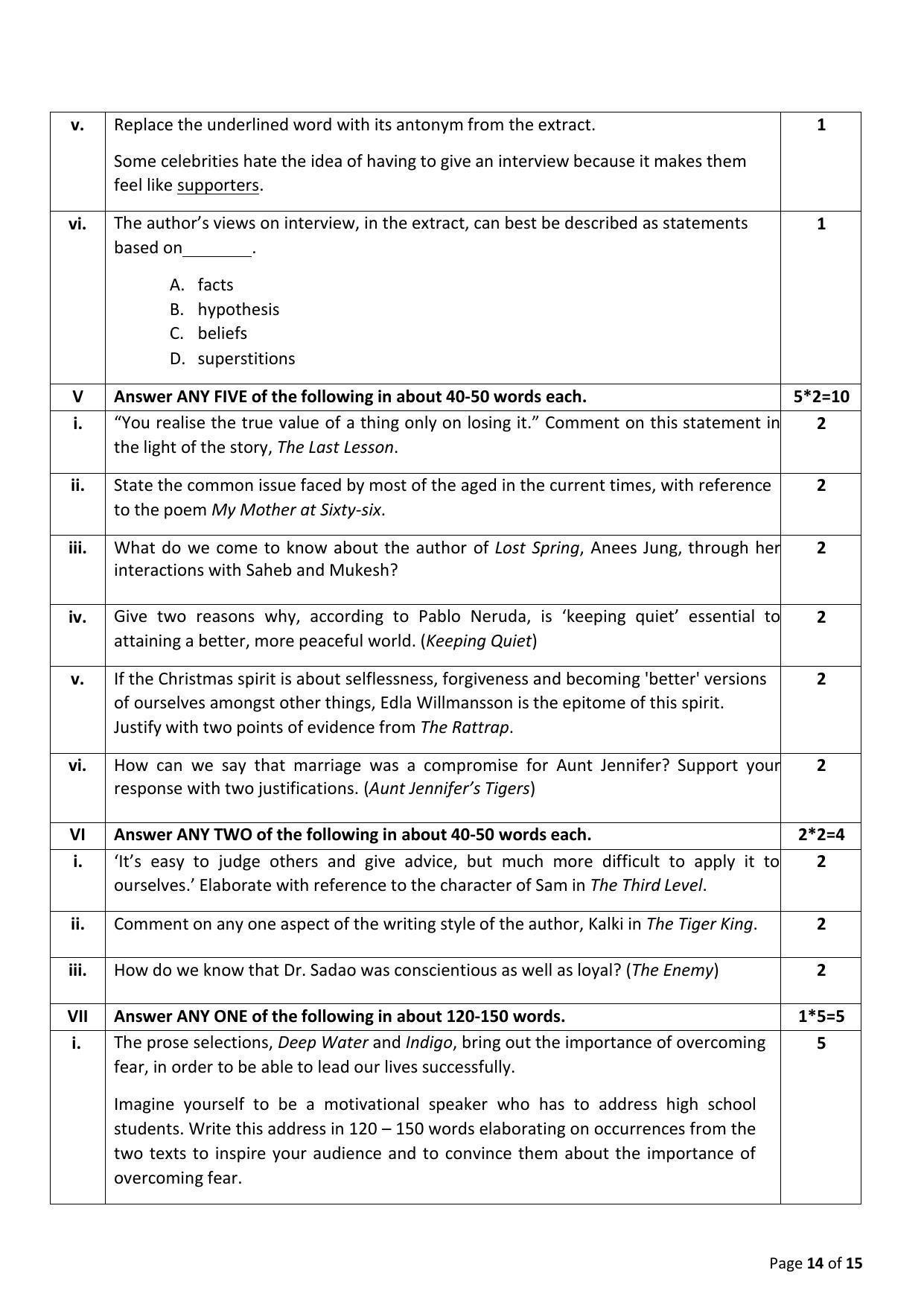 CBSE Class 12 English Core Sample Paper 2023 - Page 14
