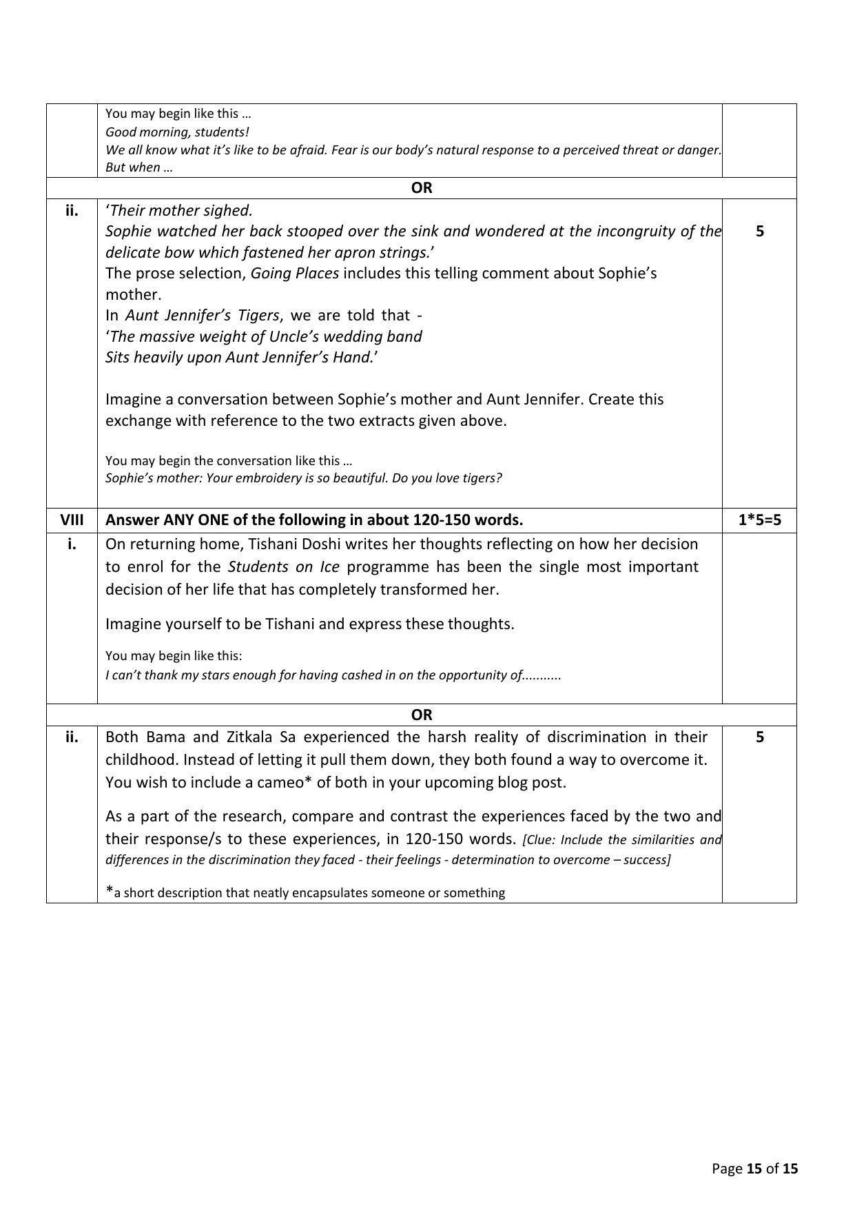 CBSE Class 12 English Core Sample Paper 2023 - Page 15