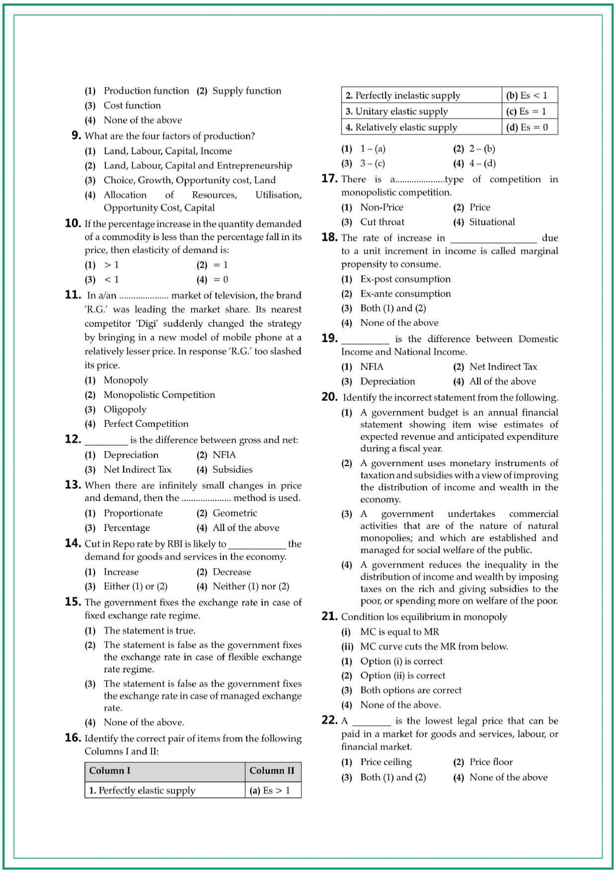 CUET UG Economics Sample Paper 8 - Page 2
