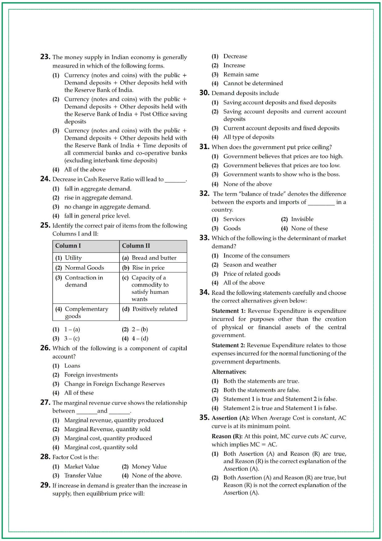 CUET UG Economics Sample Paper 8 - Page 3