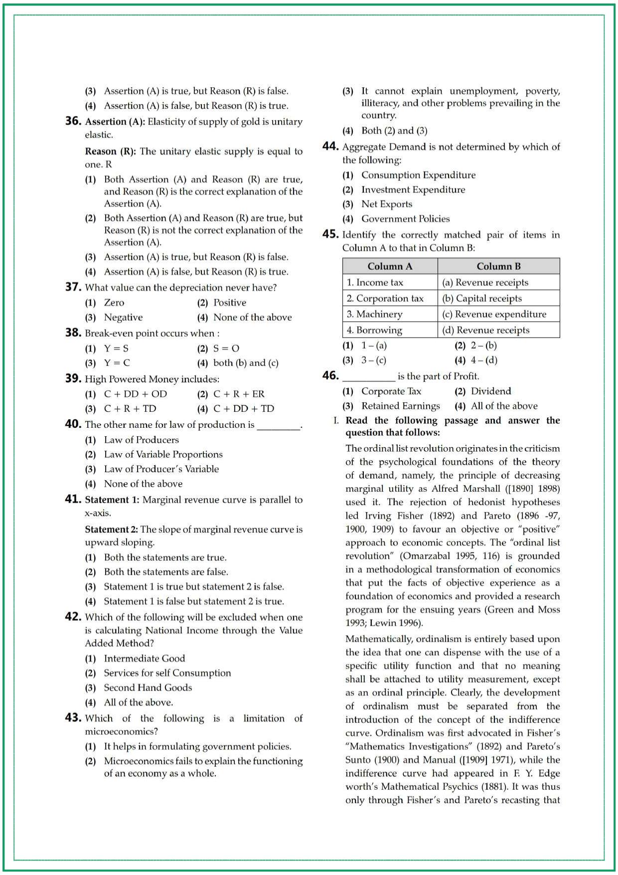 CUET UG Economics Sample Paper 8 - Page 4