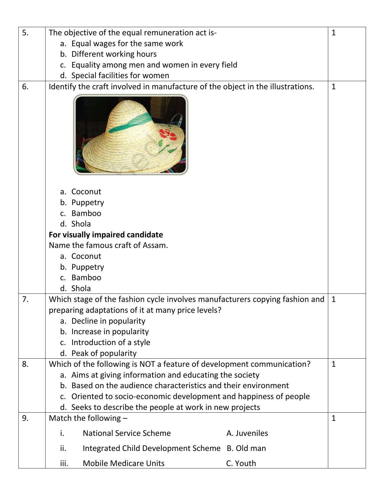 CBSE Class 12 Home Science Sample Paper 2023 - Page 2
