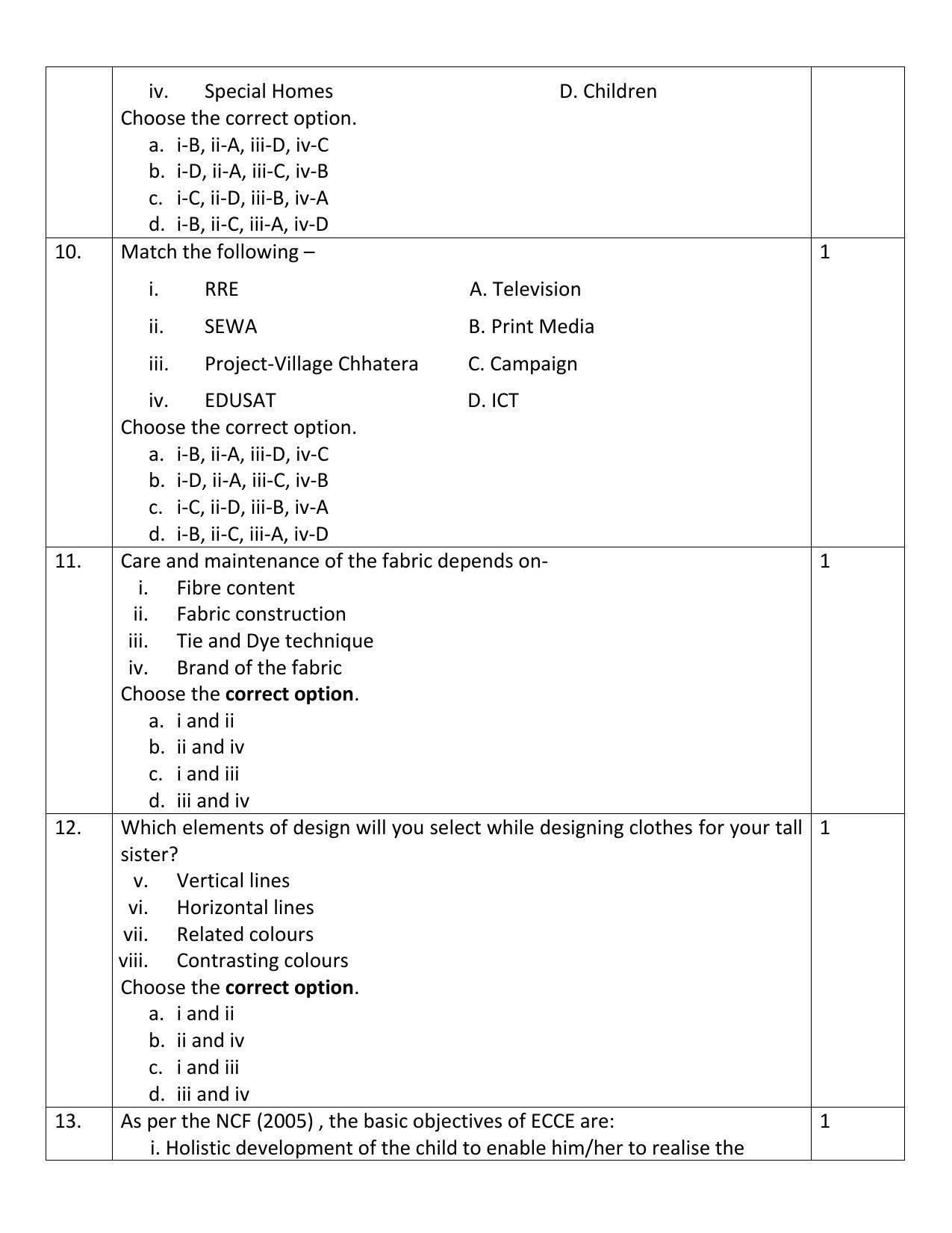 CBSE Class 12 Home Science Sample Paper 2023 - Page 3