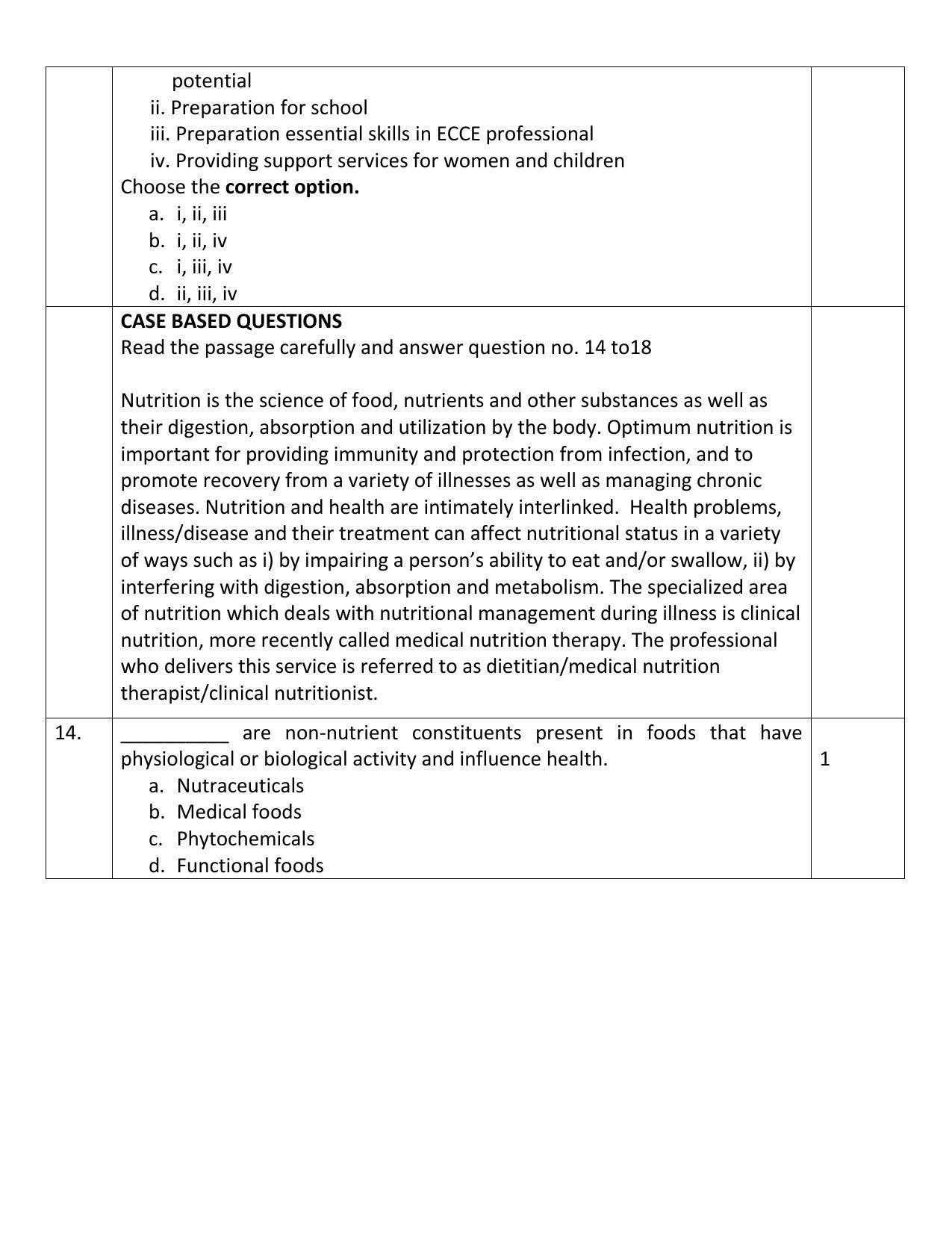 CBSE Class 12 Home Science Sample Paper 2023 - Page 4