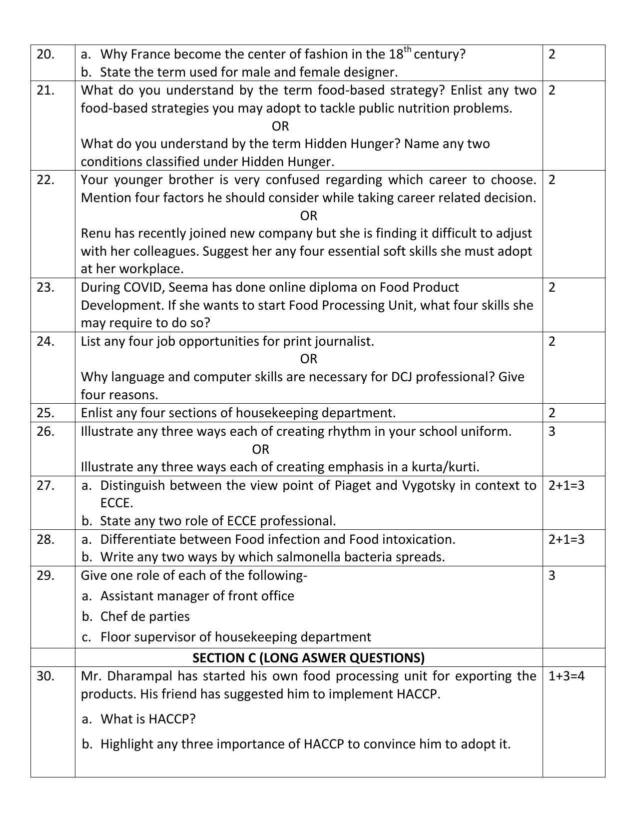 CBSE Class 12 Home Science Sample Paper 2023 - Page 6