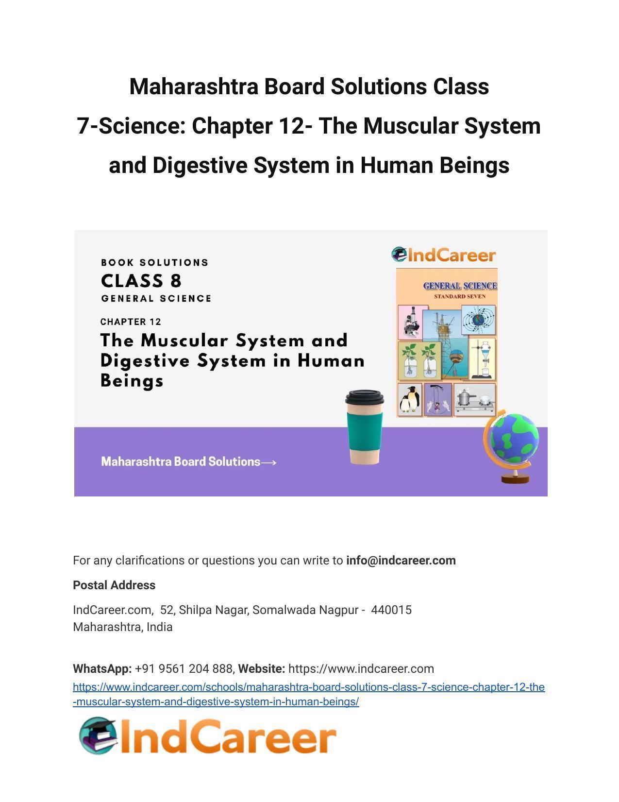 Maharashtra Board Solutions Class 7-Science: Chapter 12- The Muscular System and Digestive System in Human Beings - Page 1