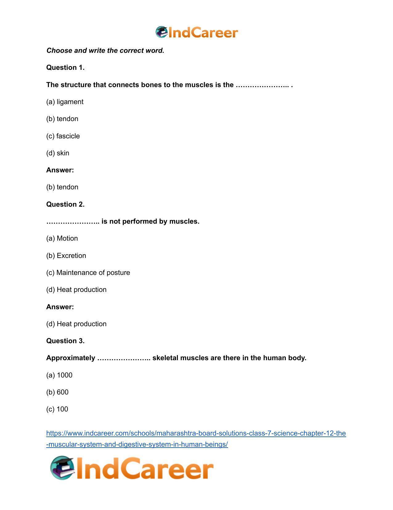 Maharashtra Board Solutions Class 7-Science: Chapter 12- The Muscular System and Digestive System in Human Beings - Page 10