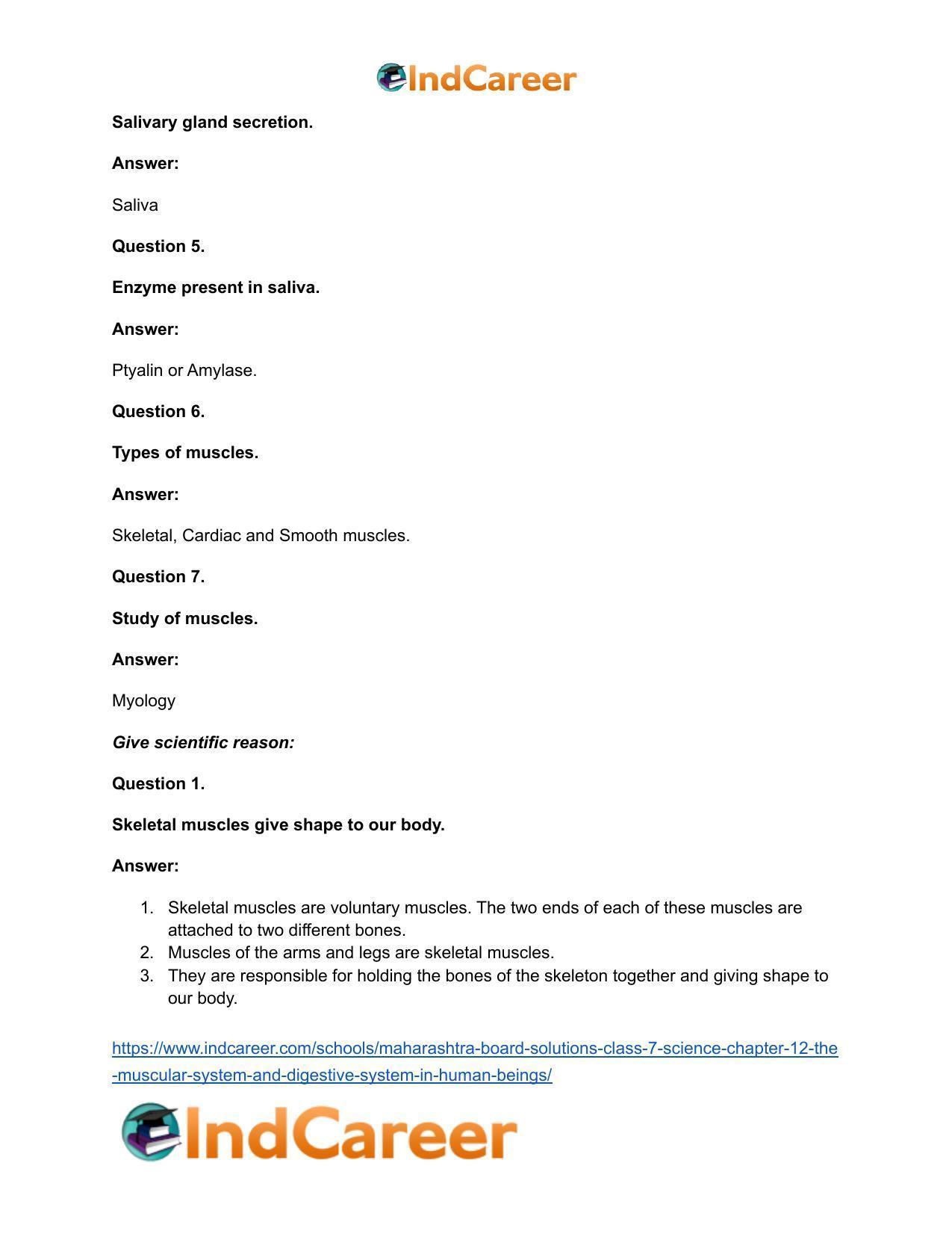 Maharashtra Board Solutions Class 7-Science: Chapter 12- The Muscular System and Digestive System in Human Beings - Page 18