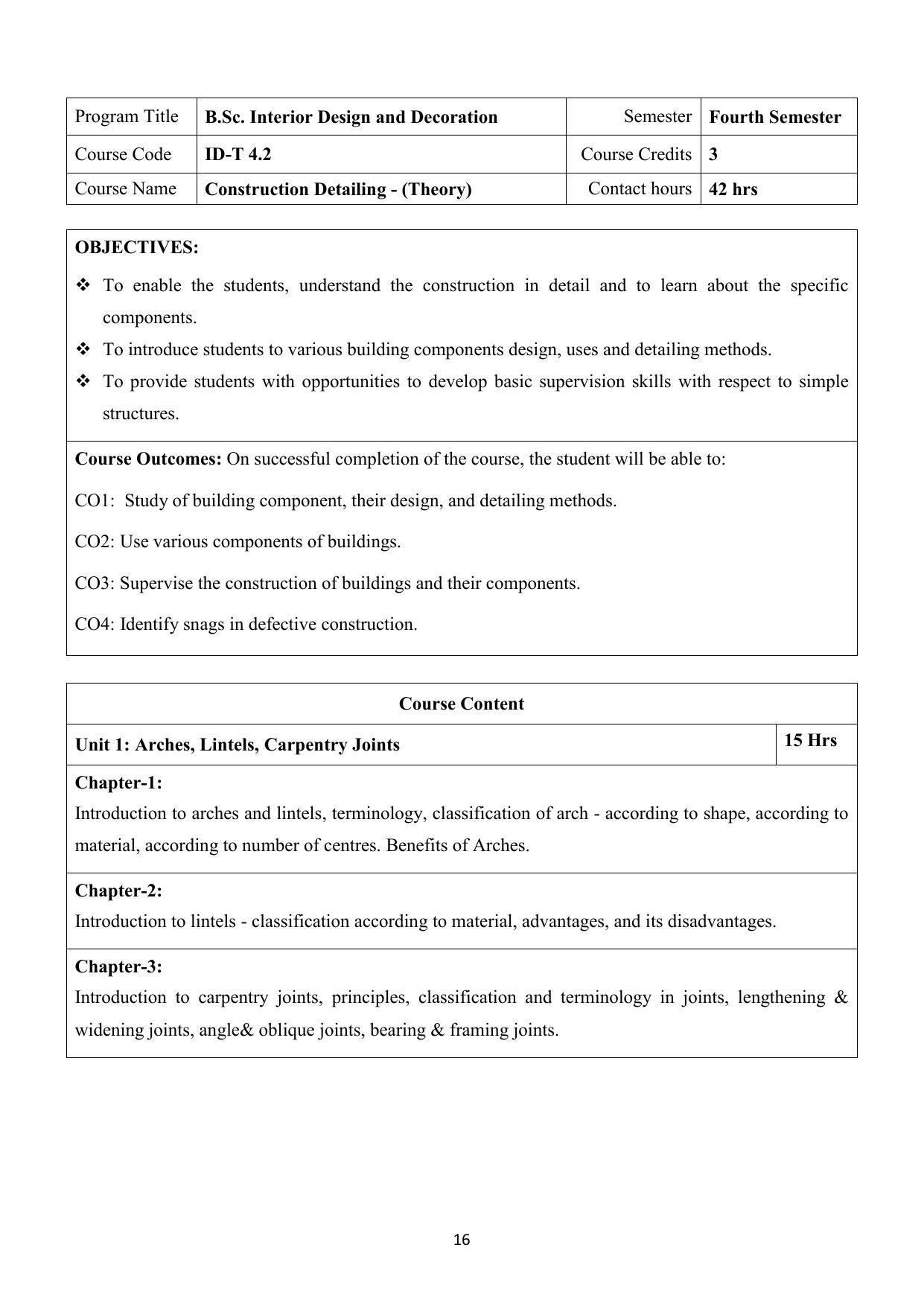 AIFD B.Sc IDD 3rd & 4rd Sem Syllabus - Page 17