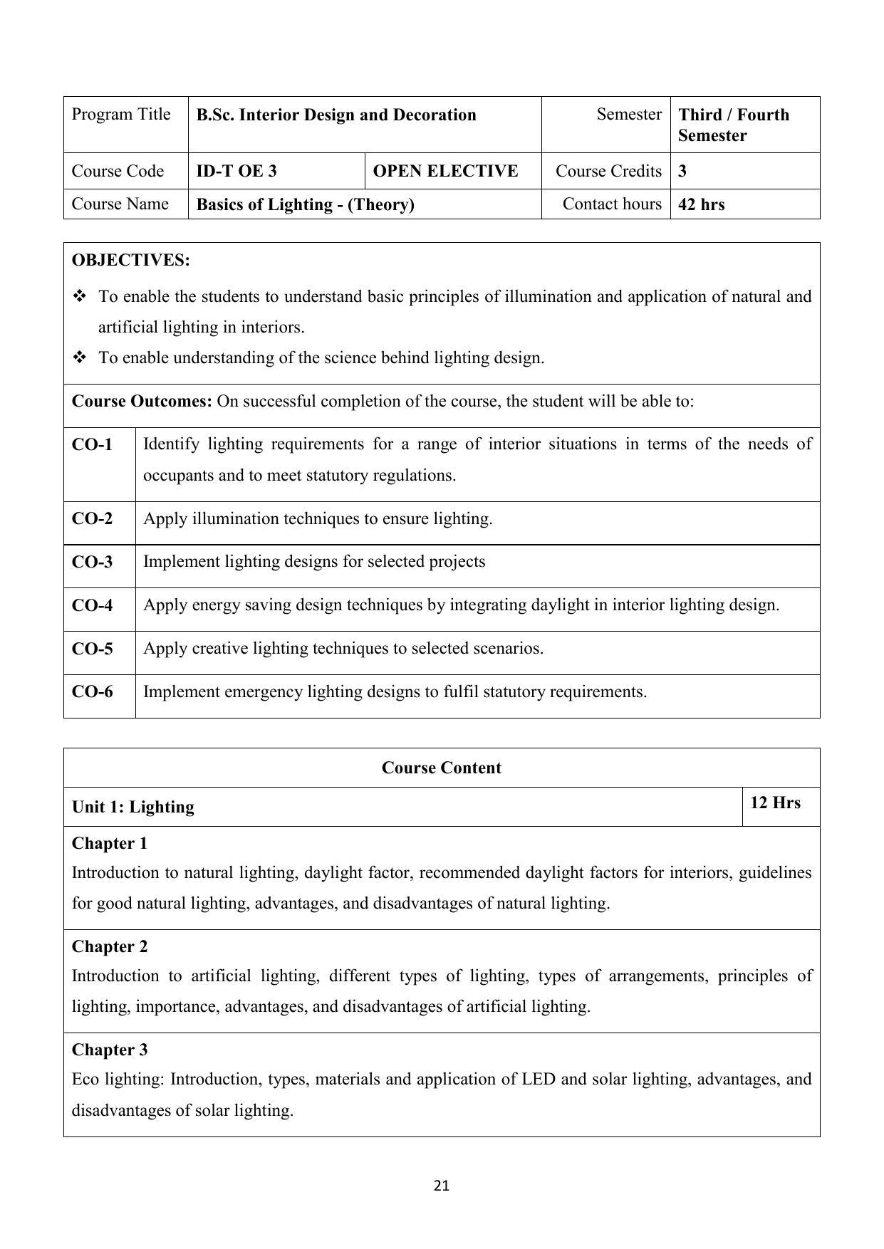 AIFD B.Sc IDD 3rd & 4rd Sem Syllabus - Page 22