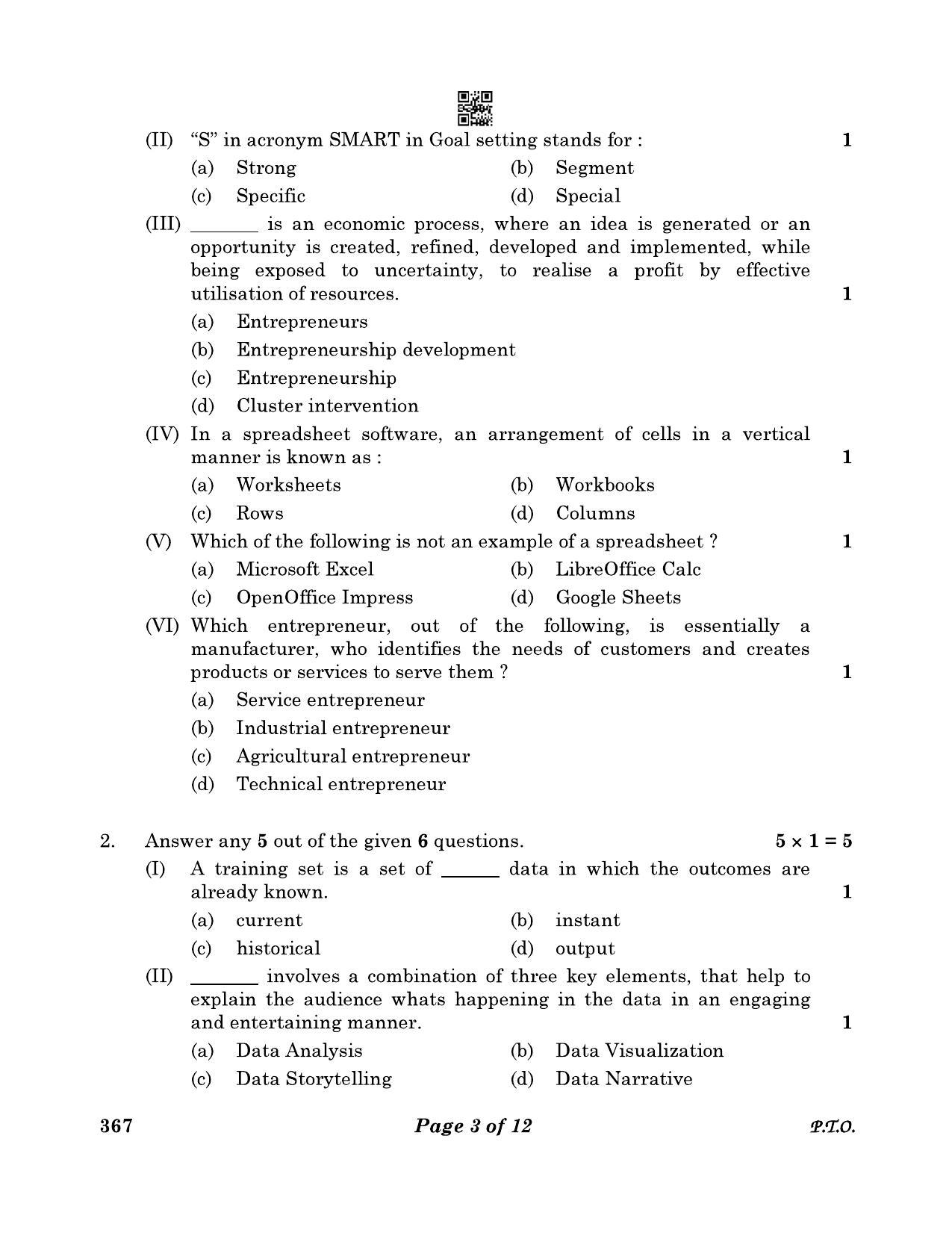 CBSE Class 12 367_Artificial Intelligence 2023 Question Paper - Page 3
