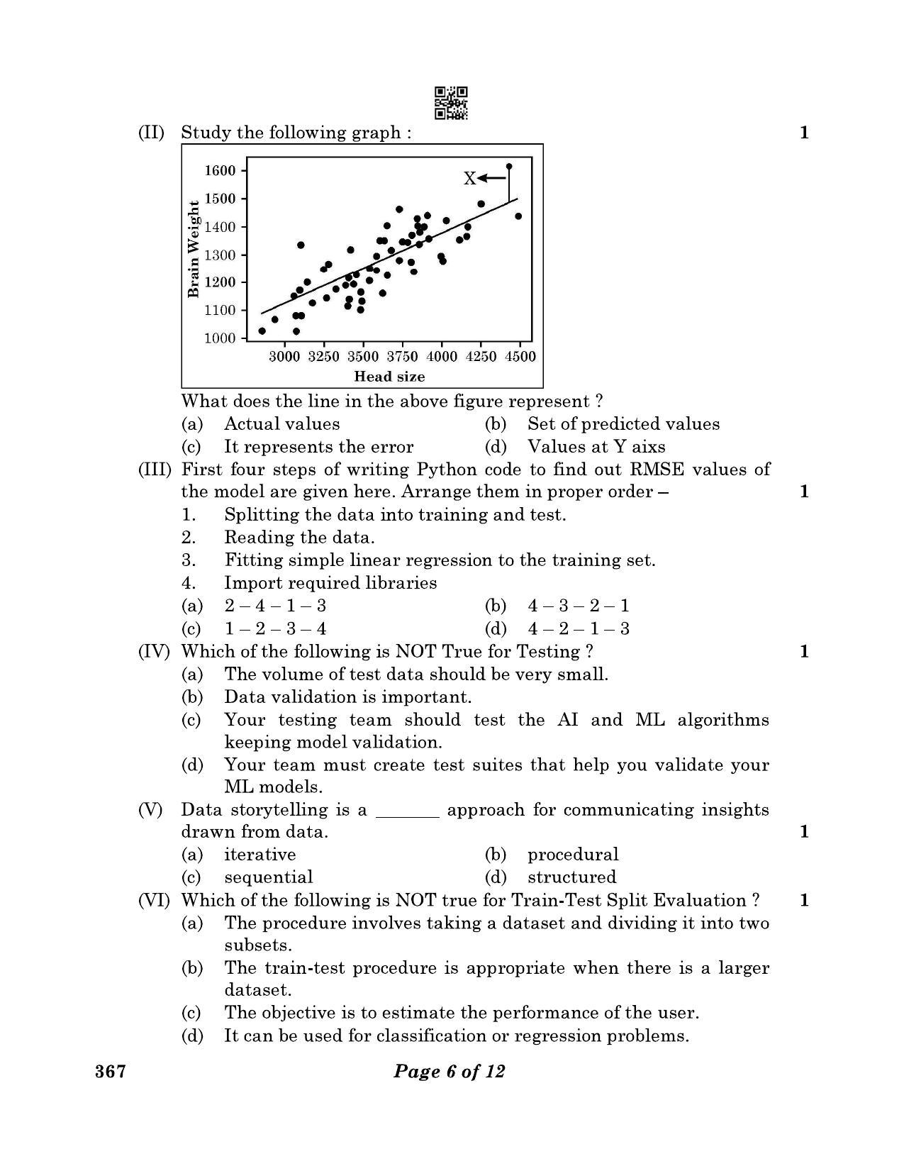 CBSE Class 12 367_Artificial Intelligence 2023 Question Paper - Page 6