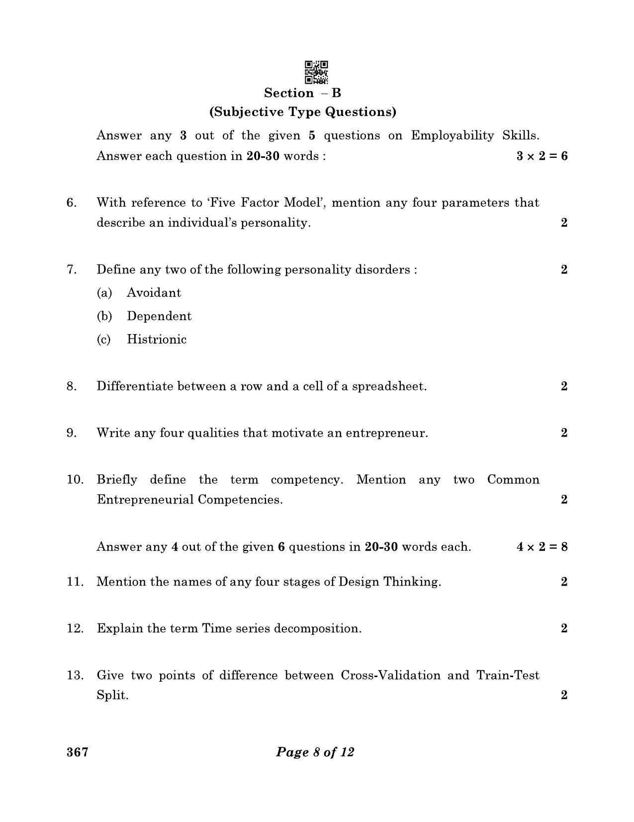 CBSE Class 12 367_Artificial Intelligence 2023 Question Paper - Page 8