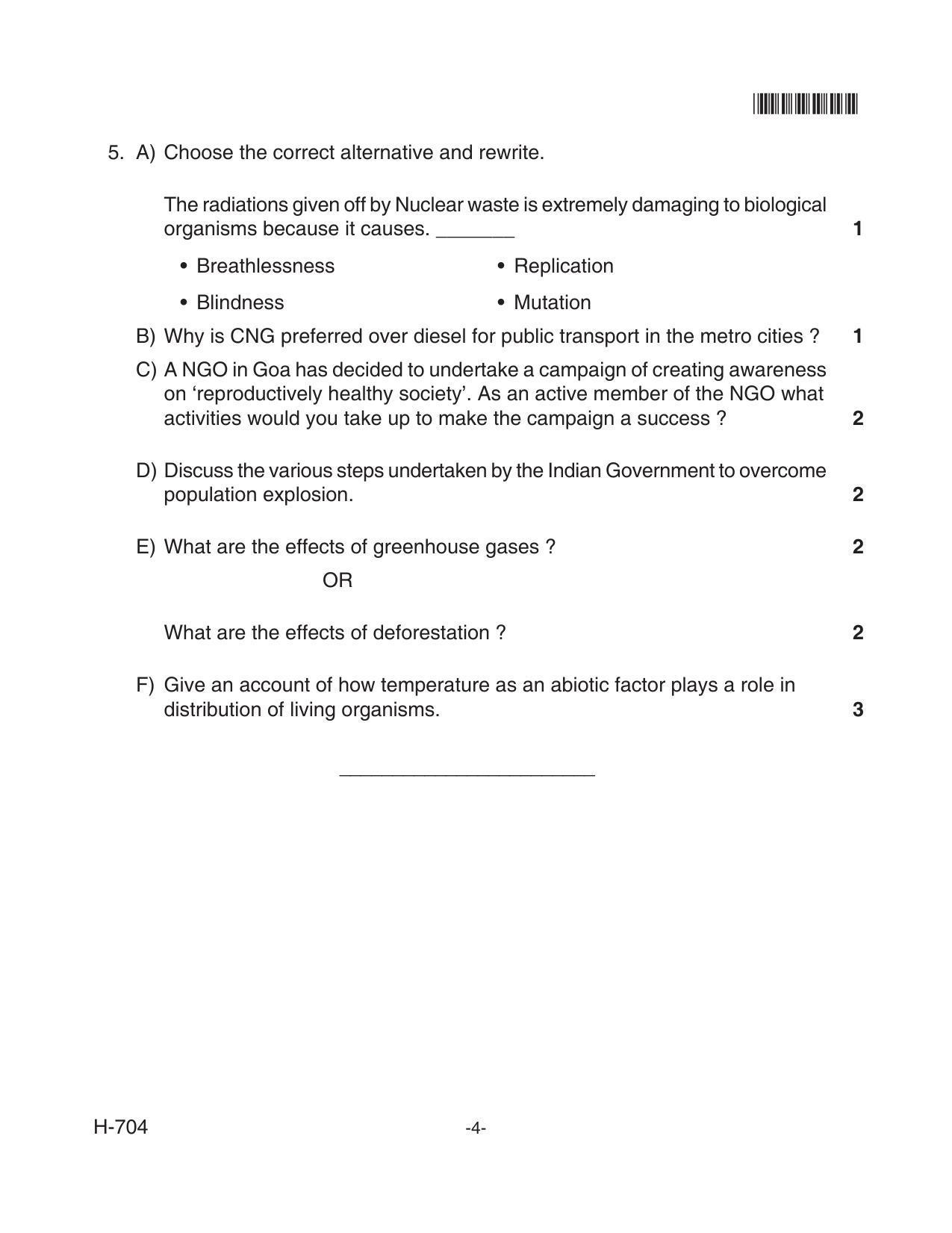 Goa Board Class 12 Biology  704 Old Pattern Paper 1 (June 2018) Question Paper - Page 4