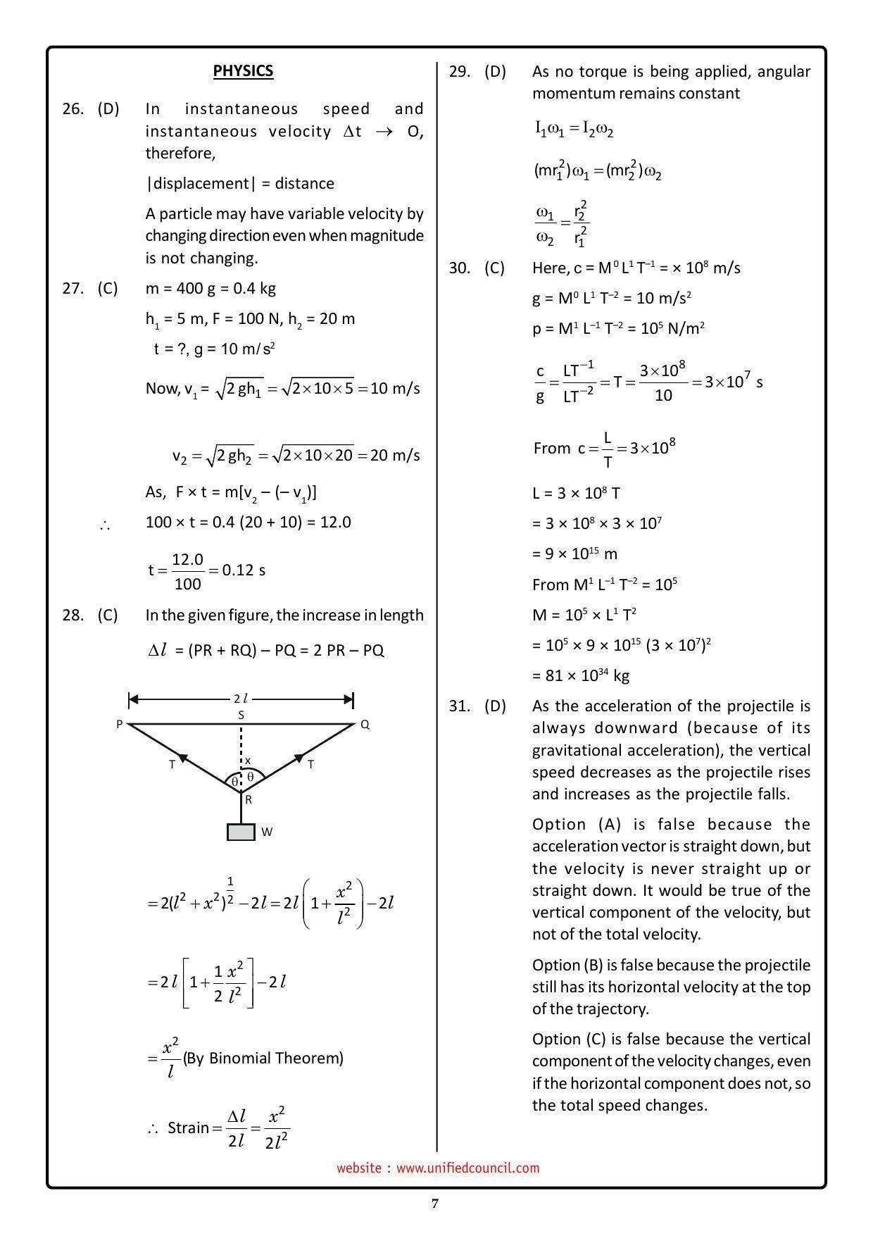 NSTSE 2023 Class 11 PCM Answer Key (Paper Code 484) - Page 7