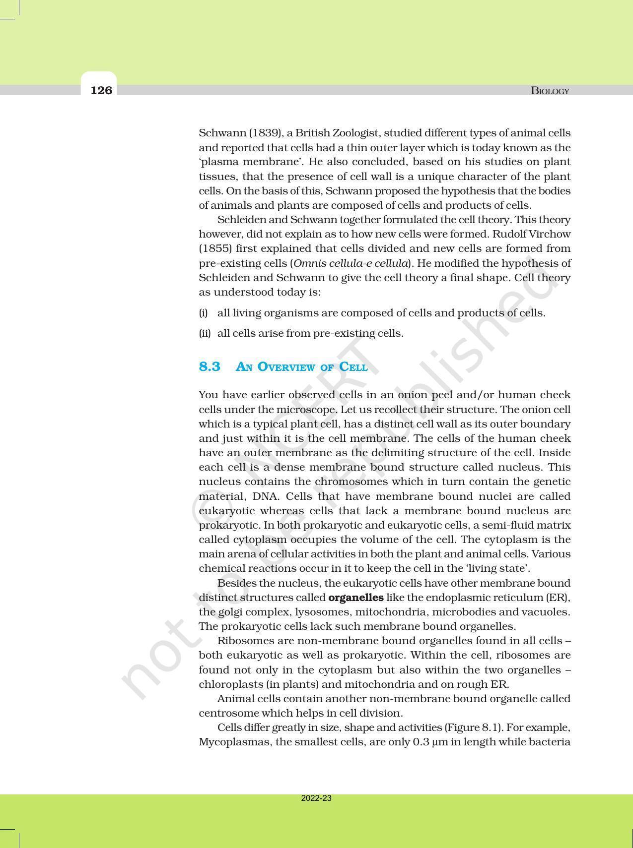 NCERT Book for Class 11 Biology Chapter 8 Cell: The Unit of Life - Page 4