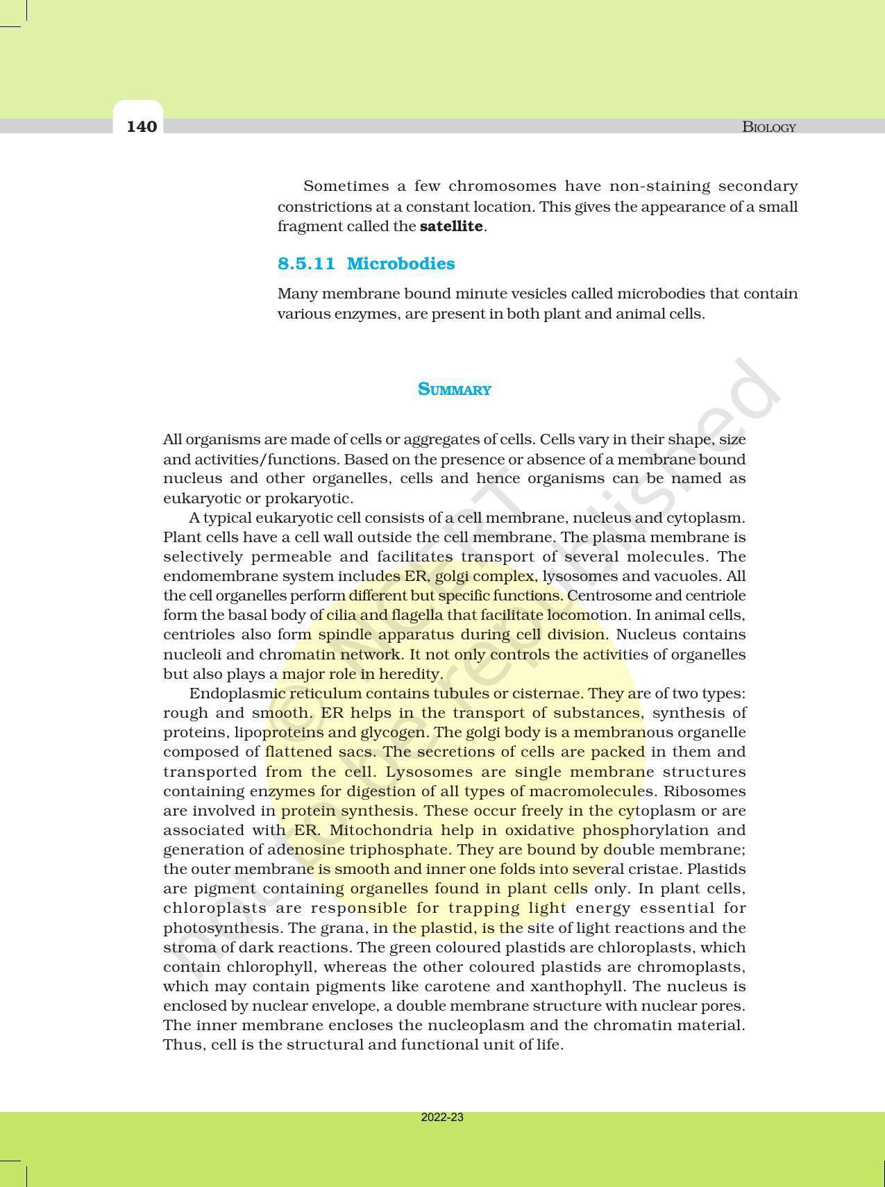 NCERT Book for Class 11 Biology Chapter 8 Cell: The Unit of Life - Page 18