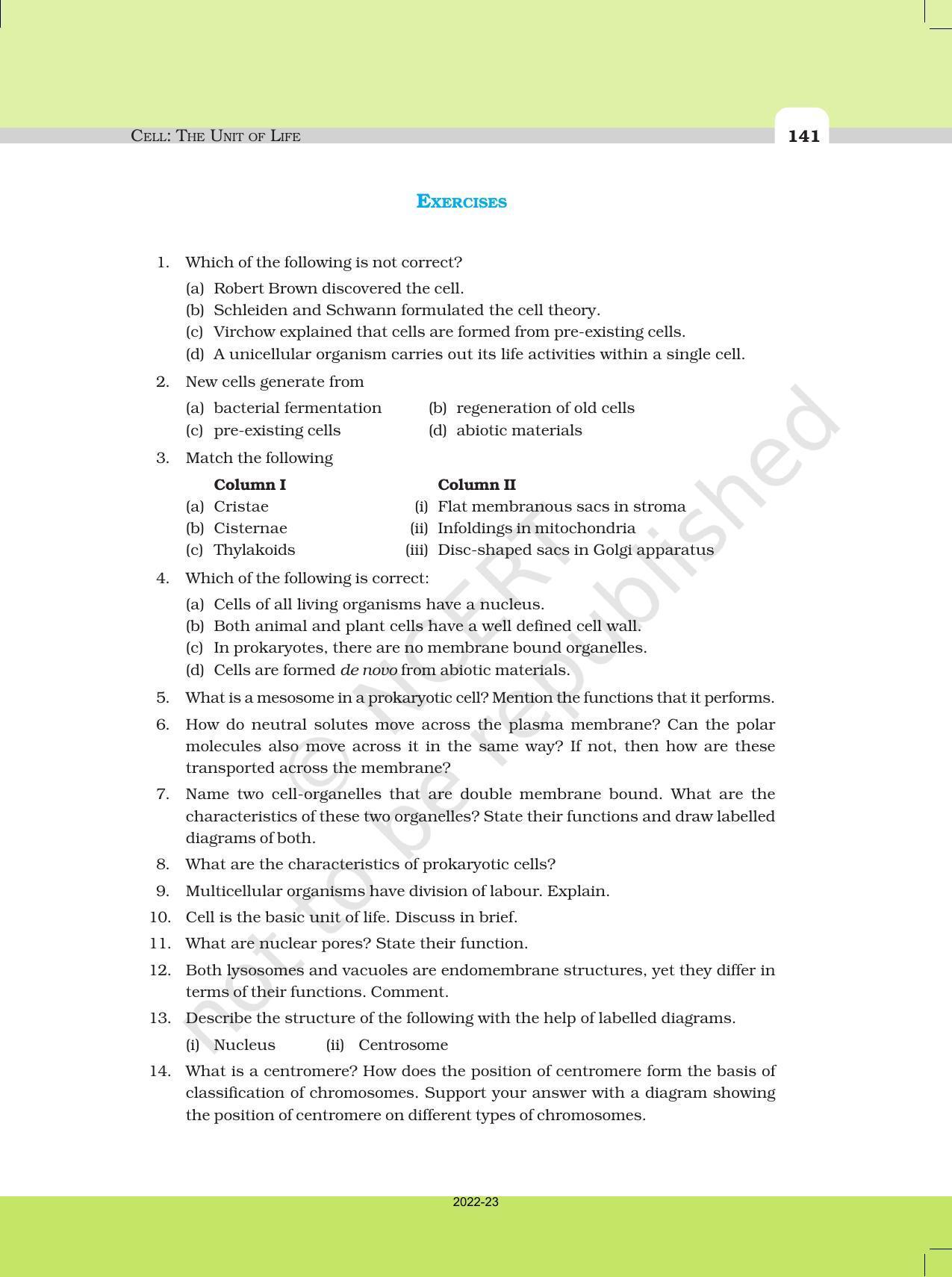 NCERT Book for Class 11 Biology Chapter 8 Cell: The Unit of Life - Page 19