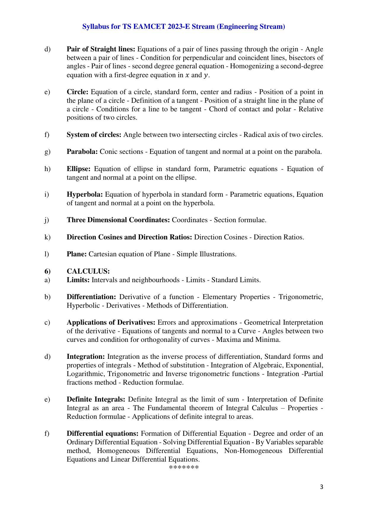 TS EAMCET Engineering Syllabus - Page 3
