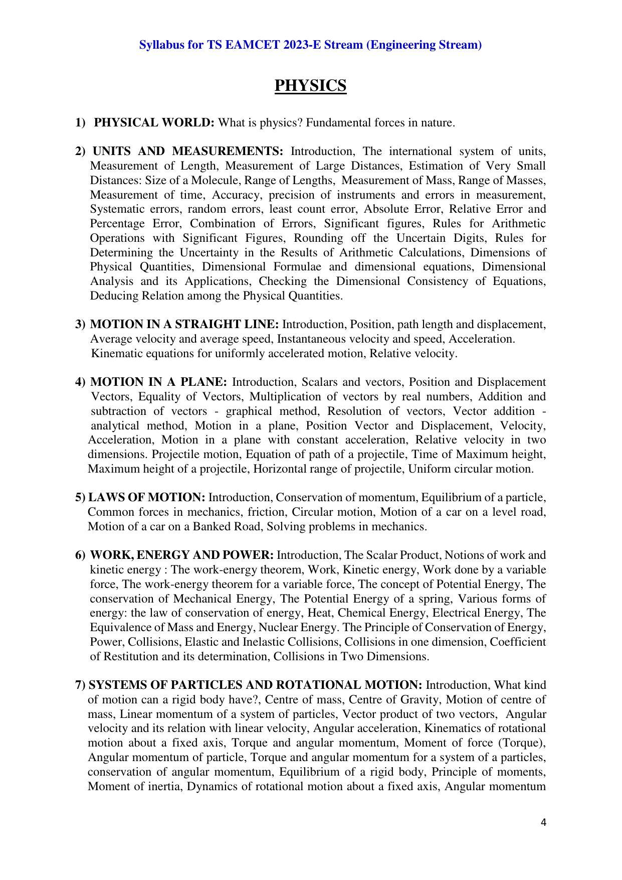 TS EAMCET Engineering Syllabus - Page 4