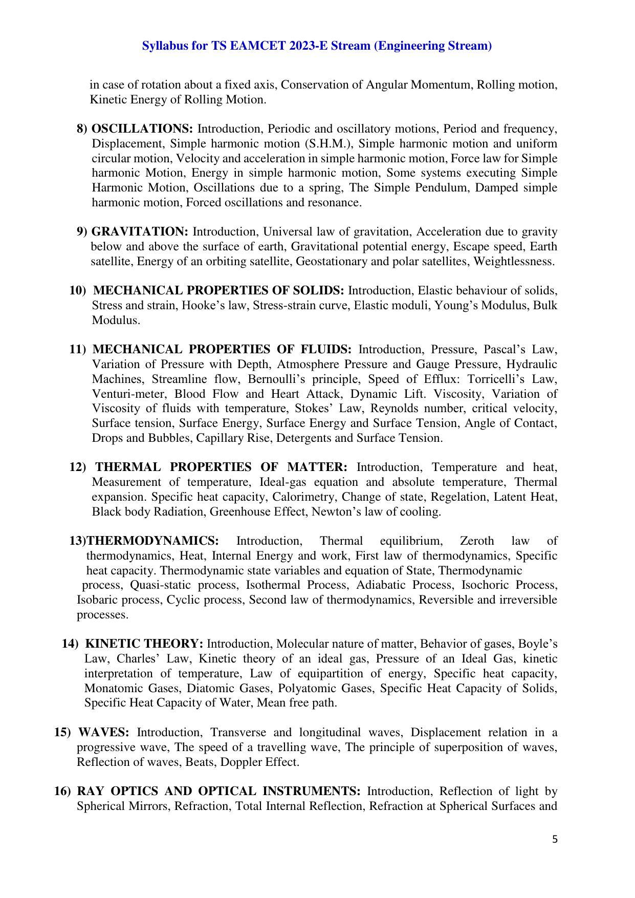 TS EAMCET Engineering Syllabus - Page 5