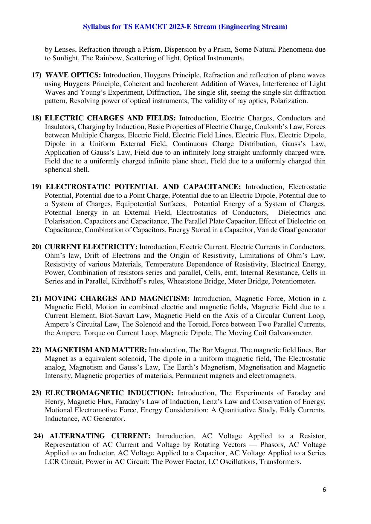 TS EAMCET Engineering Syllabus - Page 6