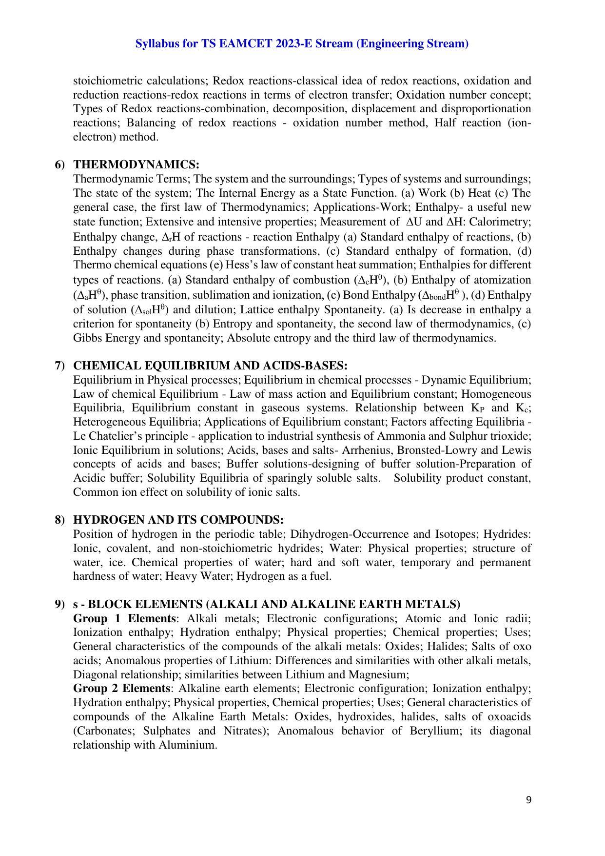TS EAMCET Engineering Syllabus - Page 9