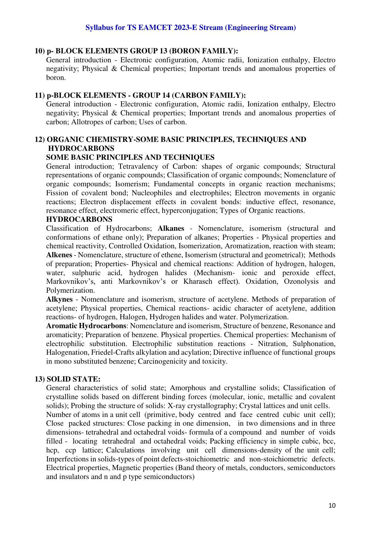 TS EAMCET Engineering Syllabus - Page 10