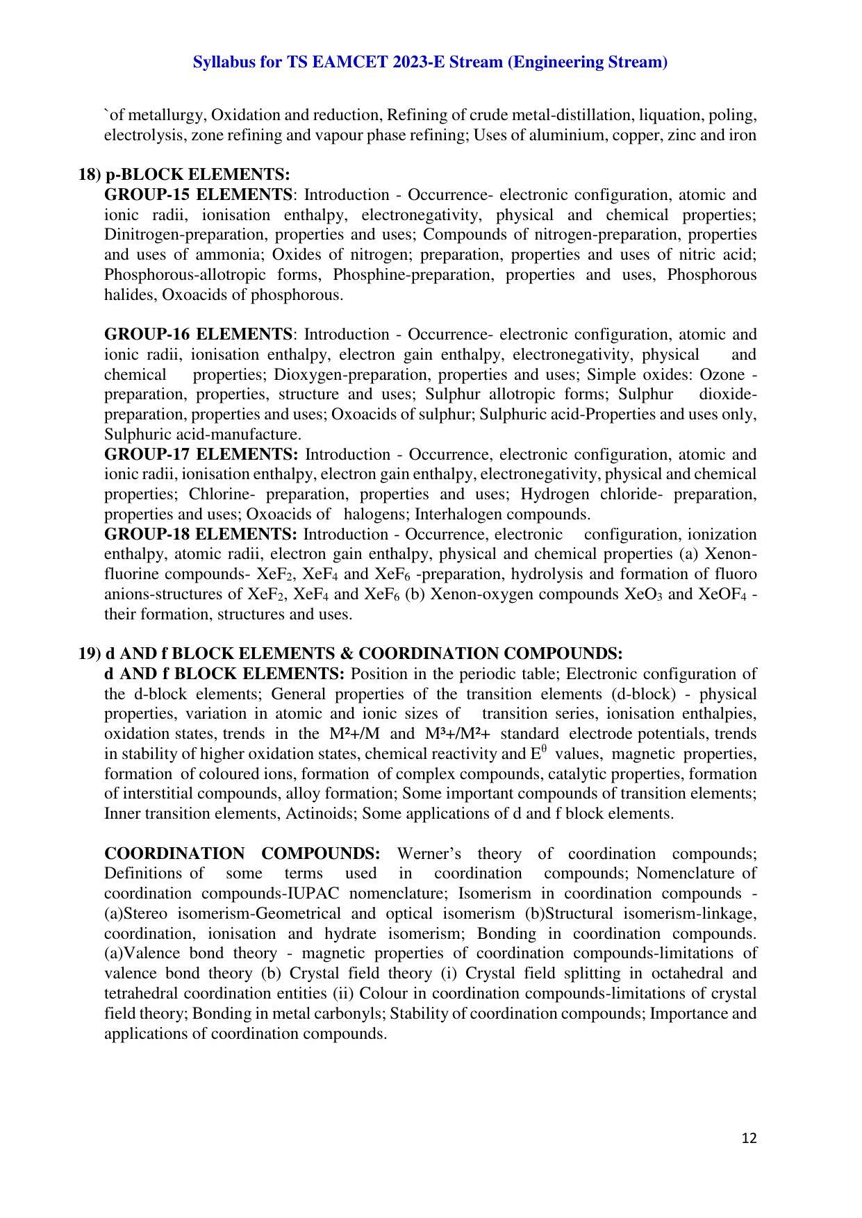 TS EAMCET Engineering Syllabus - Page 12