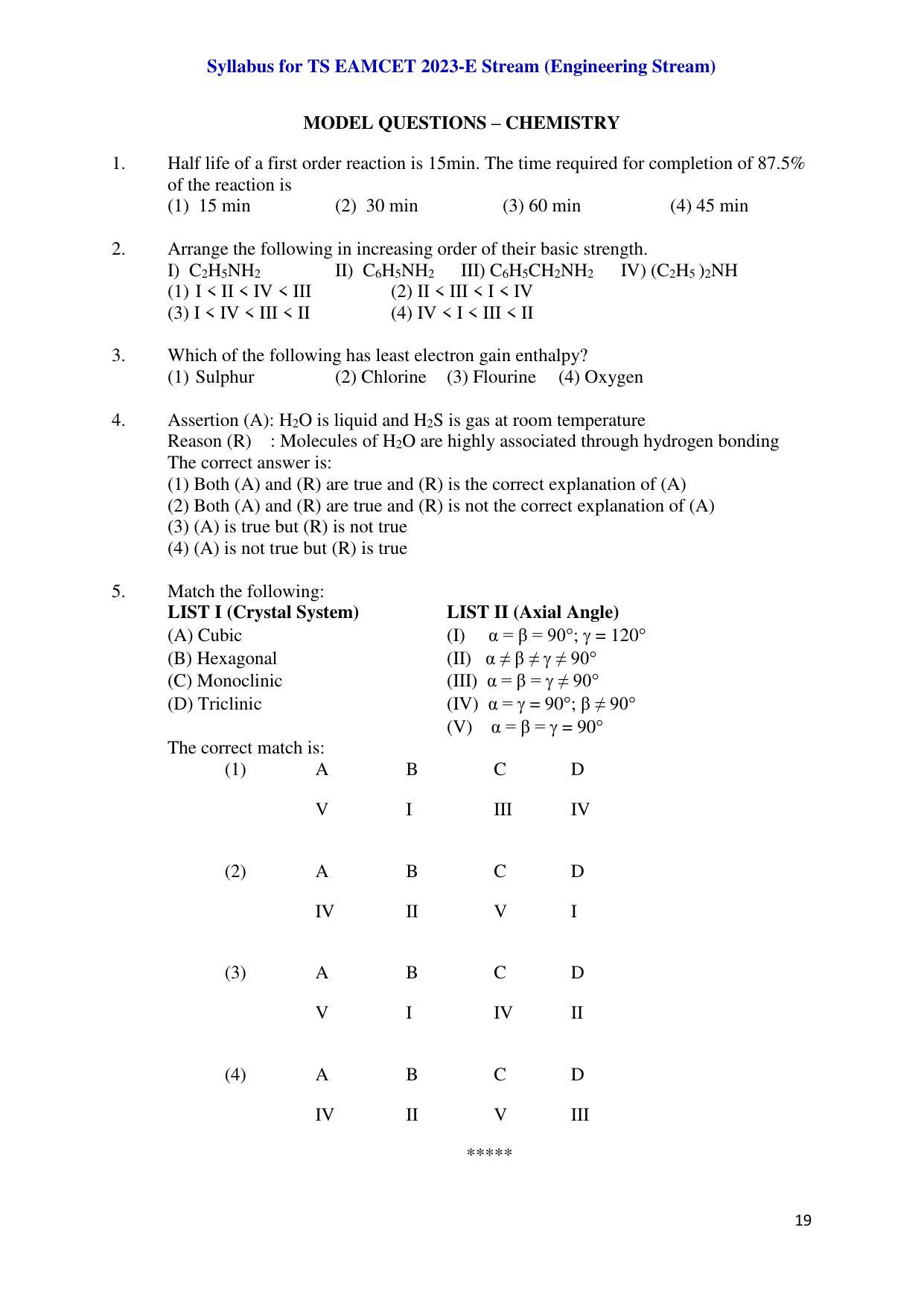 TS EAMCET Engineering Syllabus - Page 19
