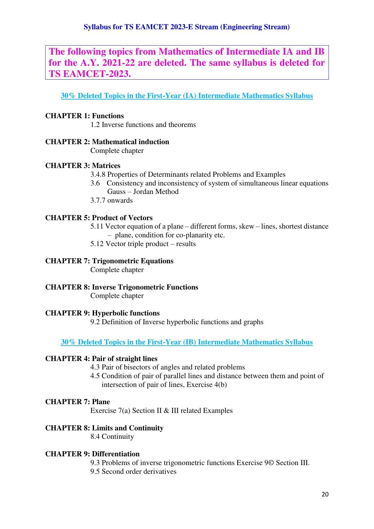 TS EAMCET Engineering Syllabus - Page 20