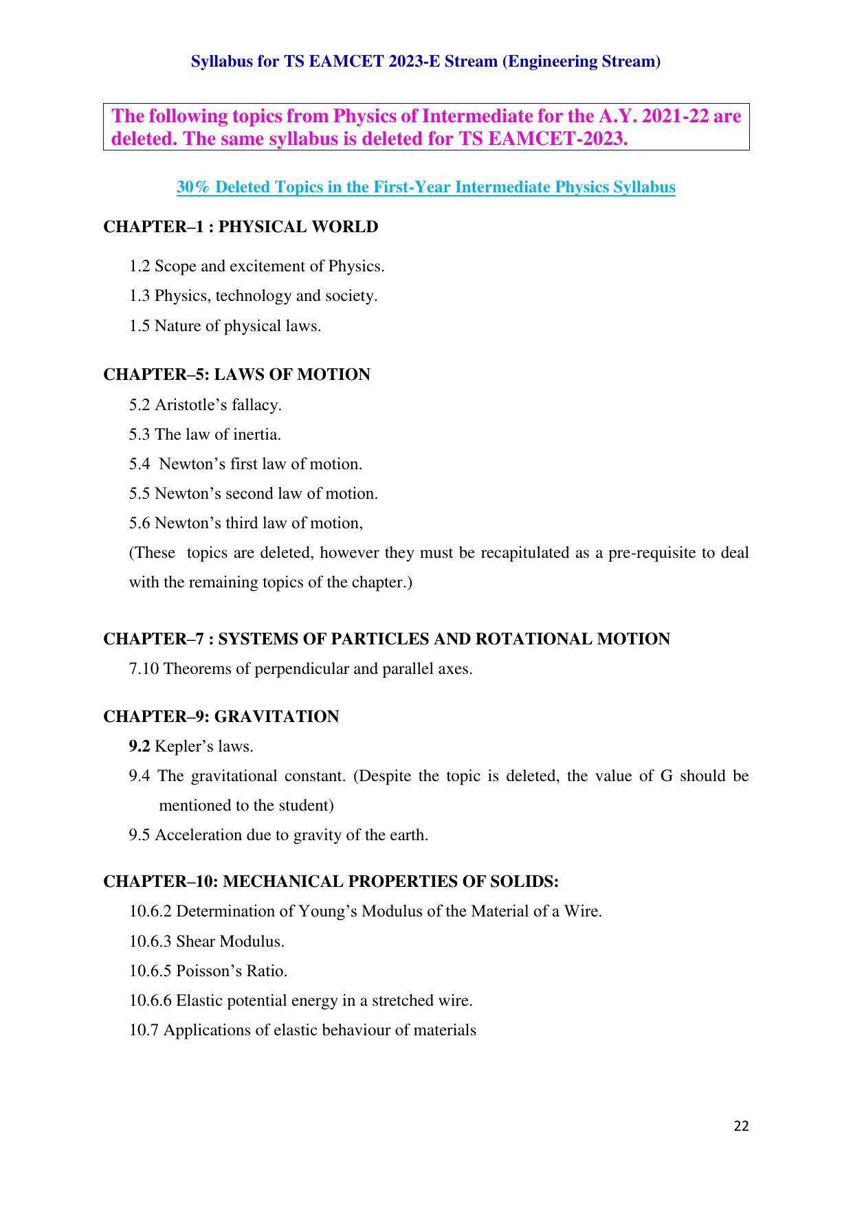 TS EAMCET Engineering Syllabus - Page 22