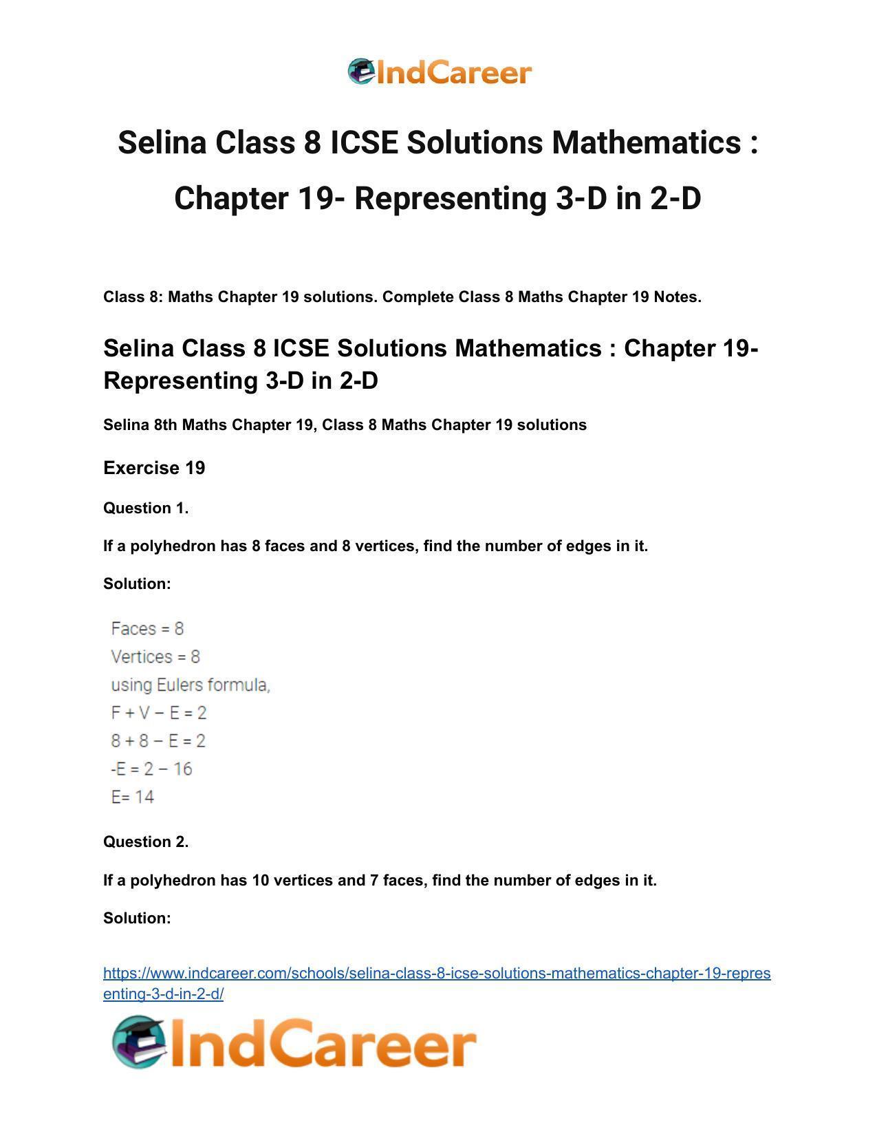 Selina Class 8 ICSE Solutions Mathematics : Chapter 19- Representing 3-D in 2-D - Page 2