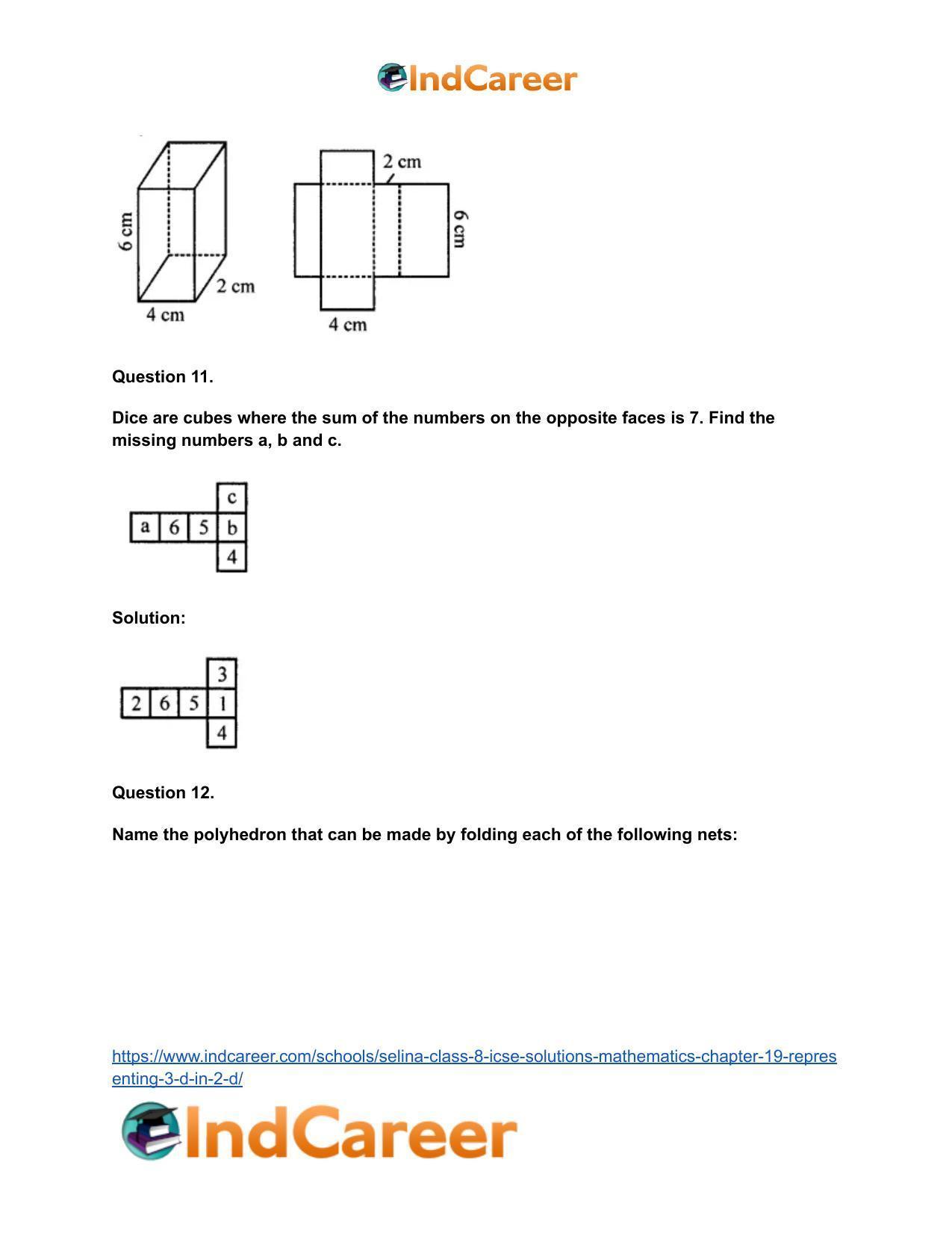 Selina Class 8 ICSE Solutions Mathematics : Chapter 19- Representing 3-D in 2-D - Page 8