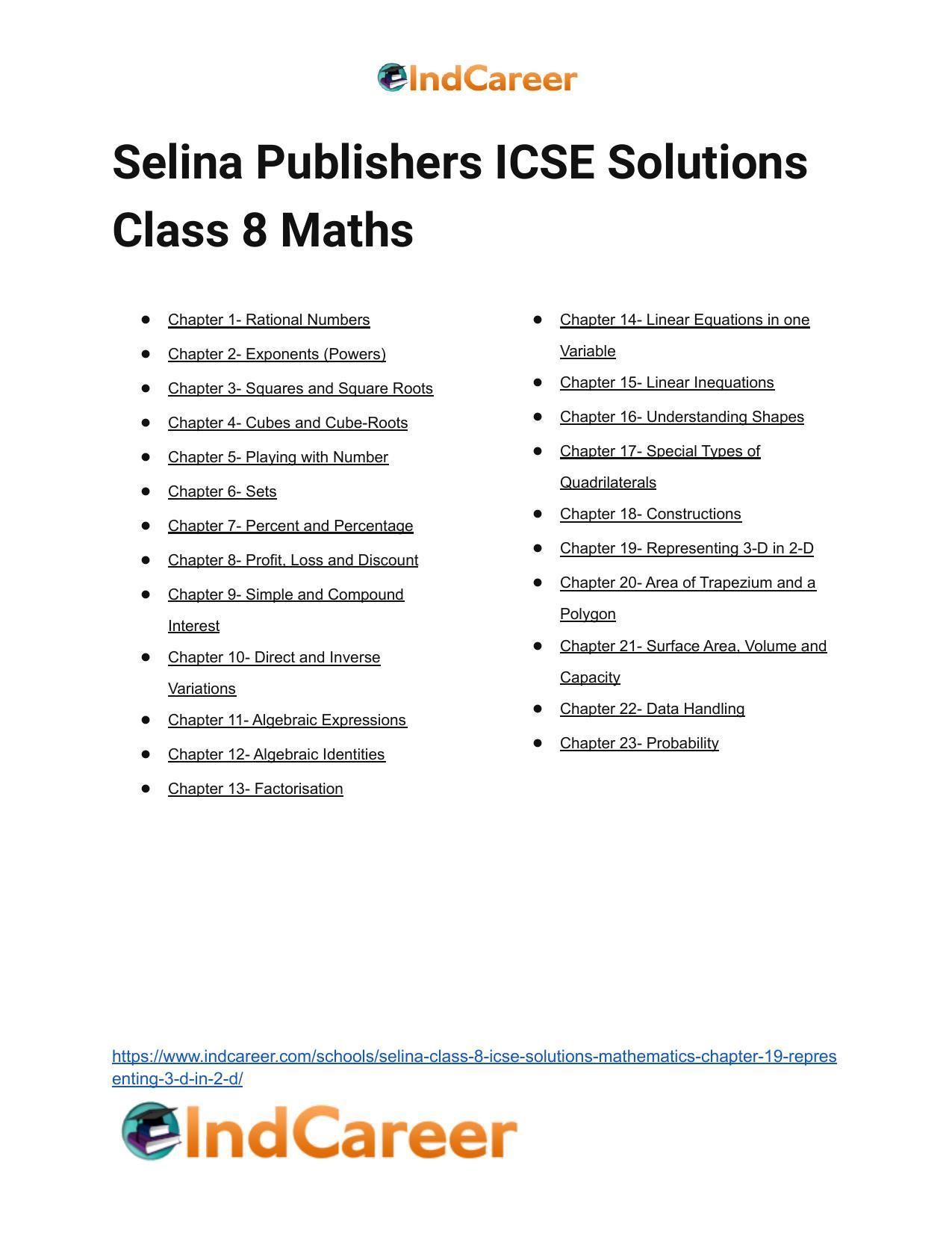 Selina Class 8 ICSE Solutions Mathematics : Chapter 19- Representing 3-D in 2-D - Page 12