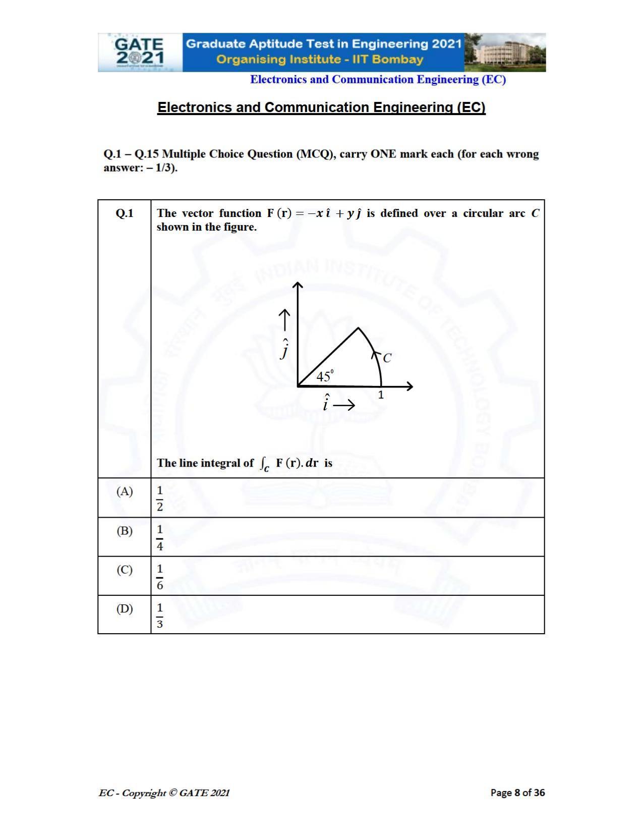 GATE 2021 Electronics & Communication Engineering (EC) Question Paper - Page 8