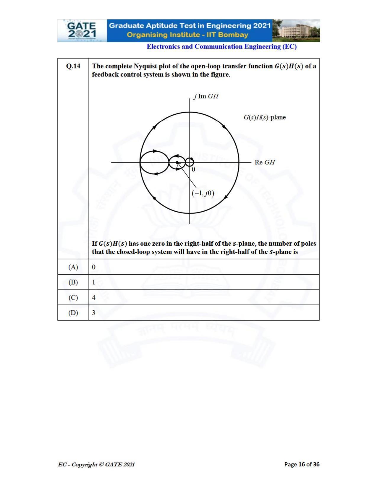 GATE 2021 Electronics & Communication Engineering (EC) Question Paper - Page 16