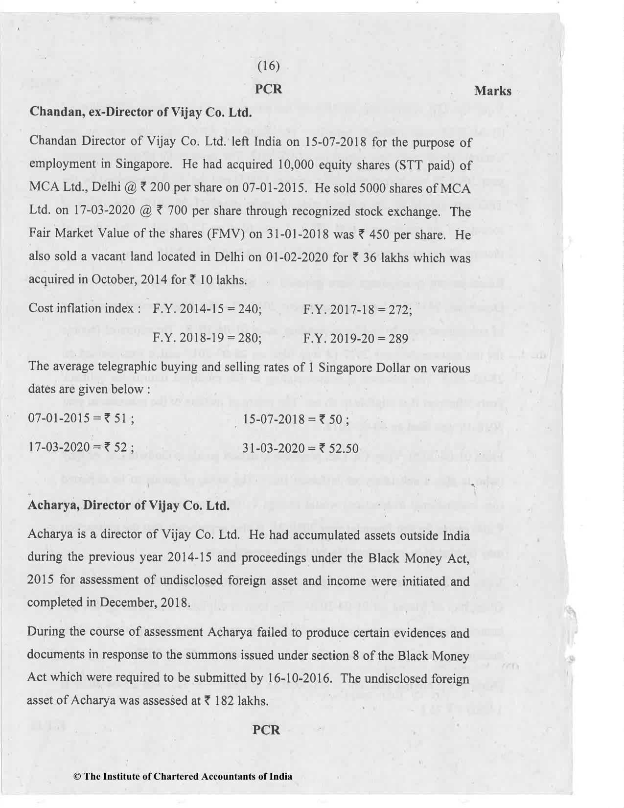 CA Final Nov 2020 Question Paper - Paper 6C – International Taxation - Page 16