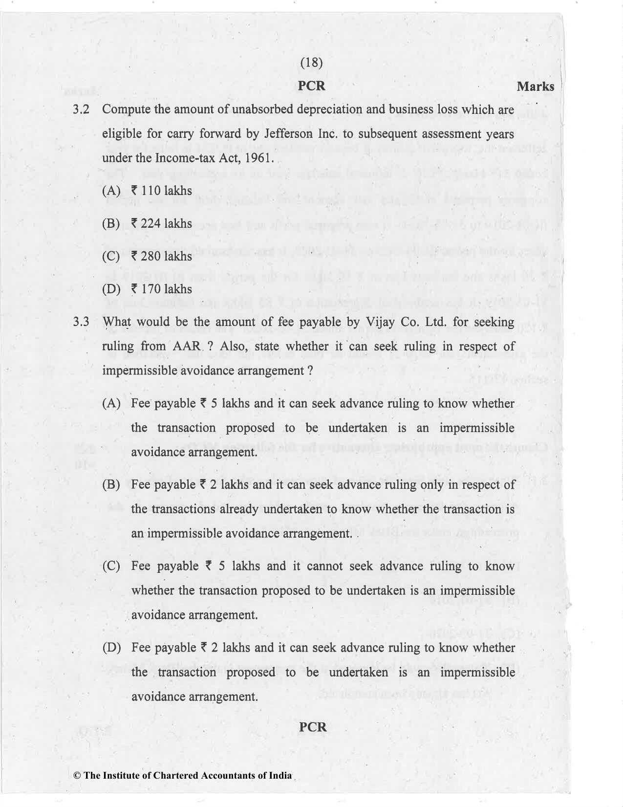 CA Final Nov 2020 Question Paper - Paper 6C – International Taxation - Page 18