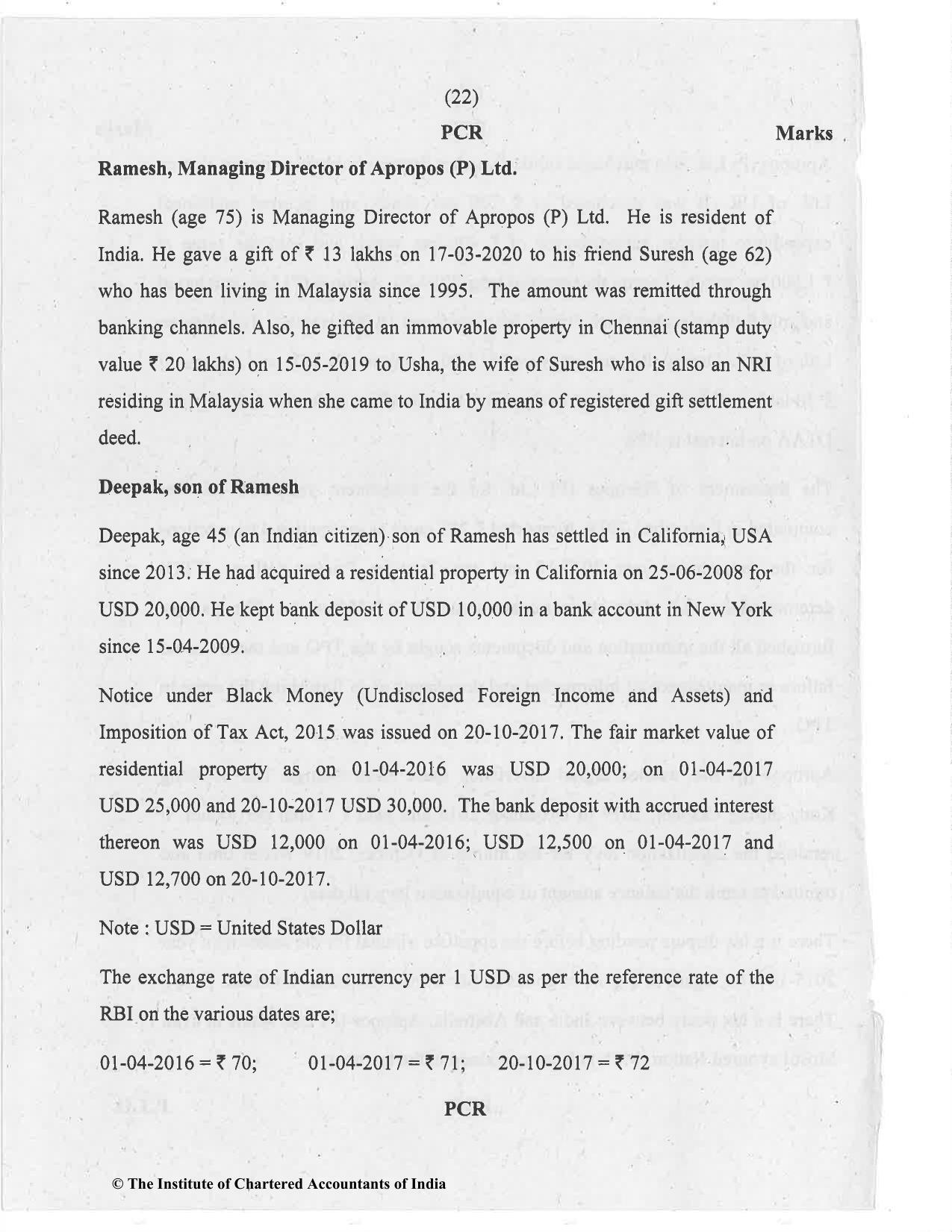 CA Final Nov 2020 Question Paper - Paper 6C – International Taxation - Page 22