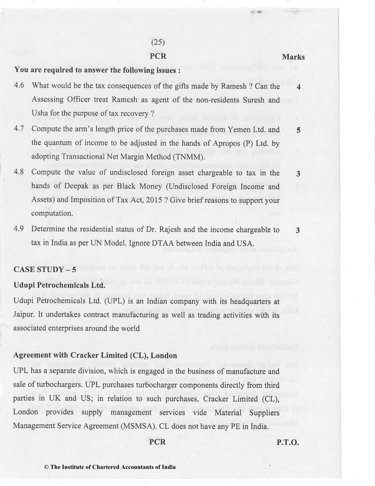 CA Final Nov 2020 Question Paper - Paper 6C – International Taxation - Page 25