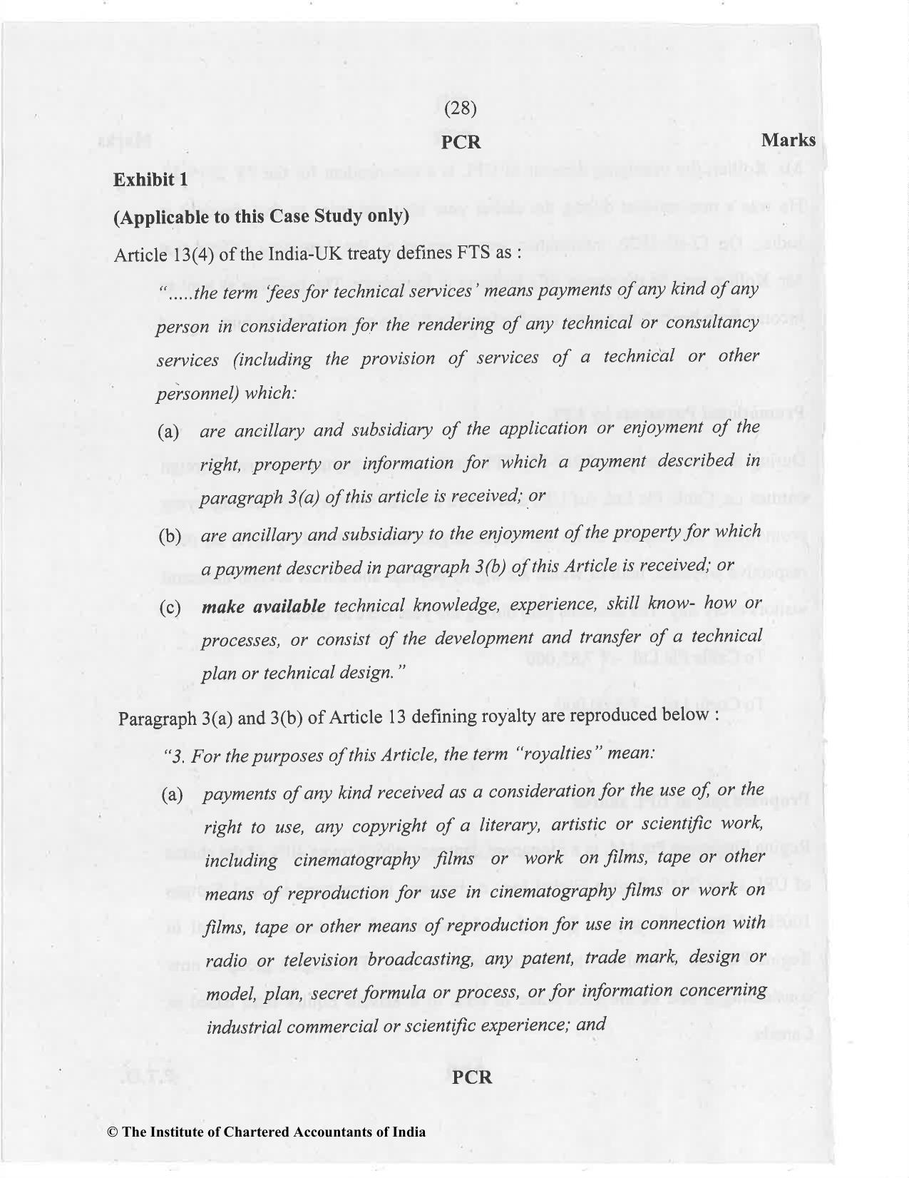 CA Final Nov 2020 Question Paper - Paper 6C – International Taxation - Page 28