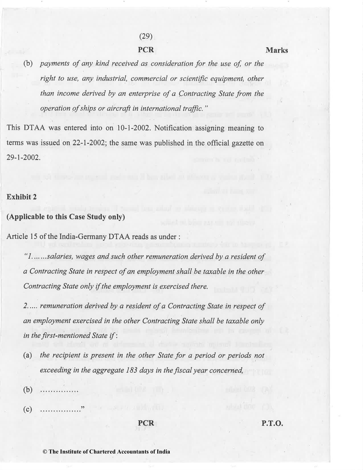 CA Final Nov 2020 Question Paper - Paper 6C – International Taxation - Page 29