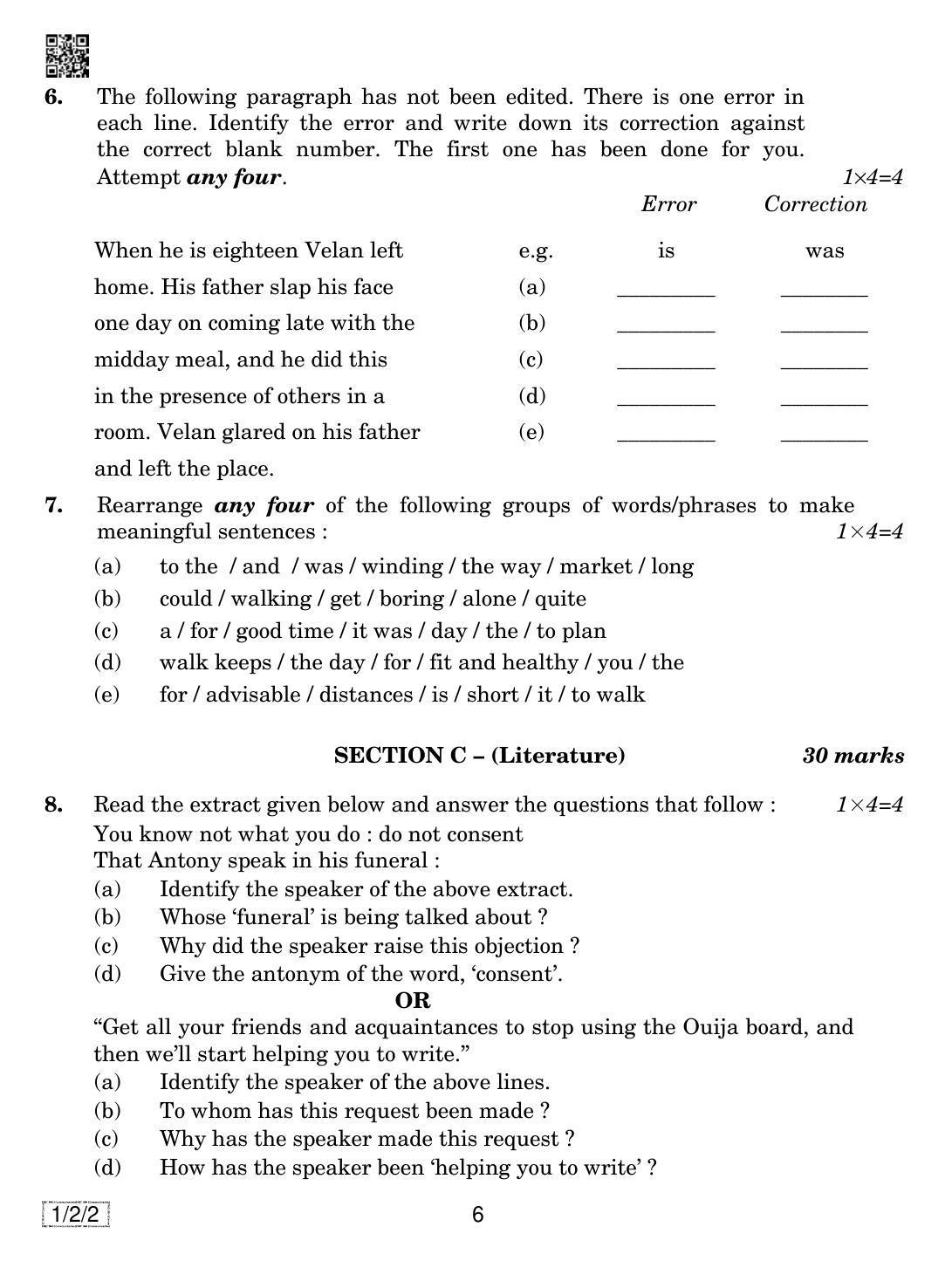 CBSE Class 10 1-2-2 ENGLISH COMMUNICATIVE 2019 Question Paper - Page 6
